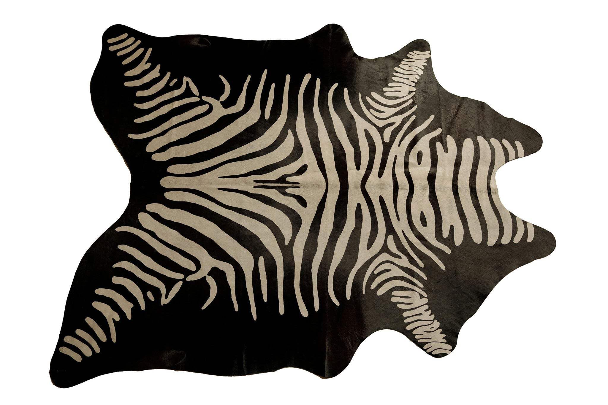 6 X 7 Off White And Black Zebra Cowhide Handmade Area Rug