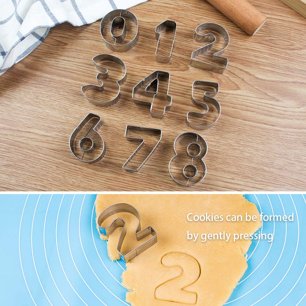 9-Piece Stainless Steel Numbers Cookie Cutter Mold Set Small Biscuits Fondant Chocolate Cutter Mould For Diy New Year Birthday P