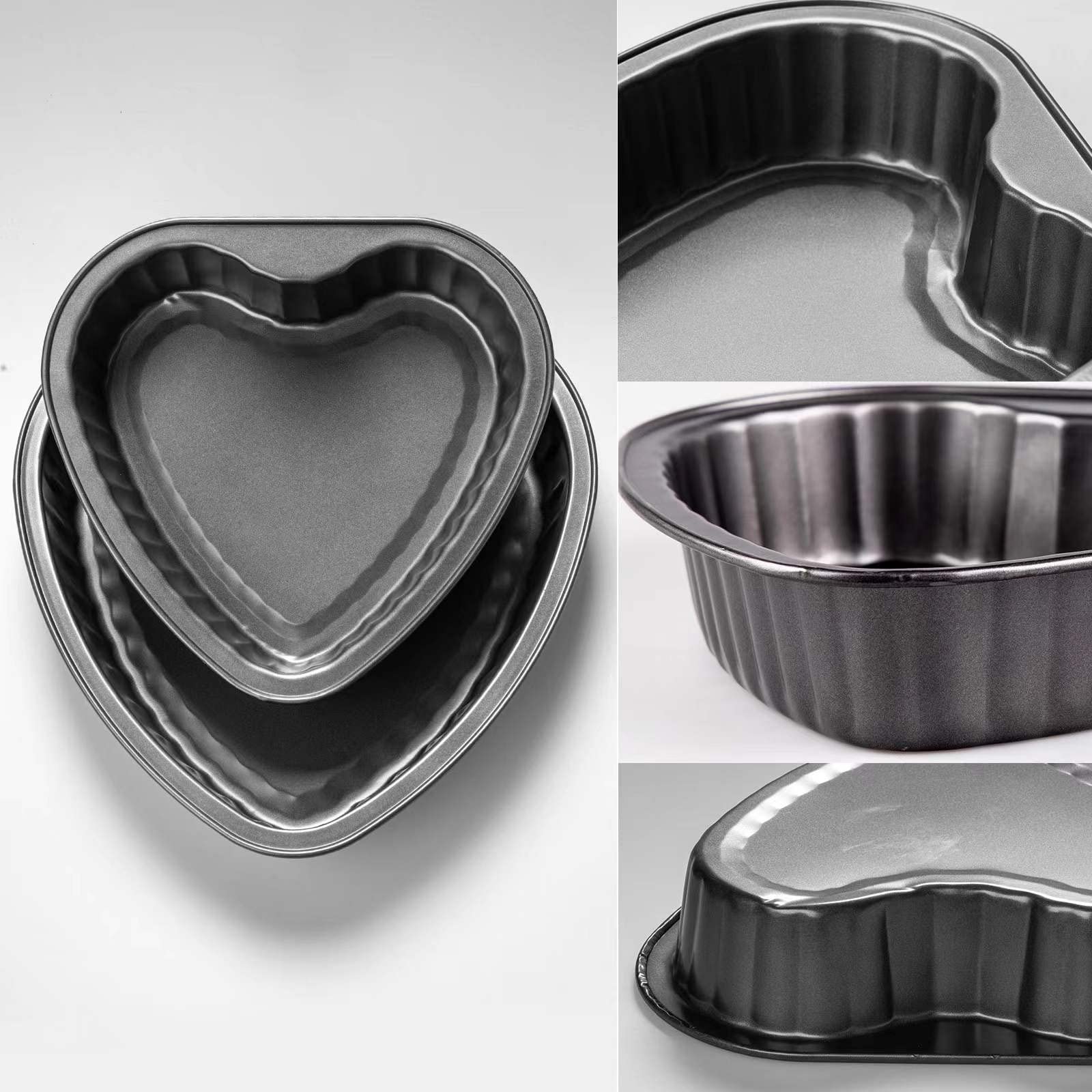 Yomvzake Heart Cake Pan Set Of 2, 8 Inch And 9 Inch Heart Shaped Baking Pan Cookie Pan For Valentine'S Day Baking Wedding Birthd