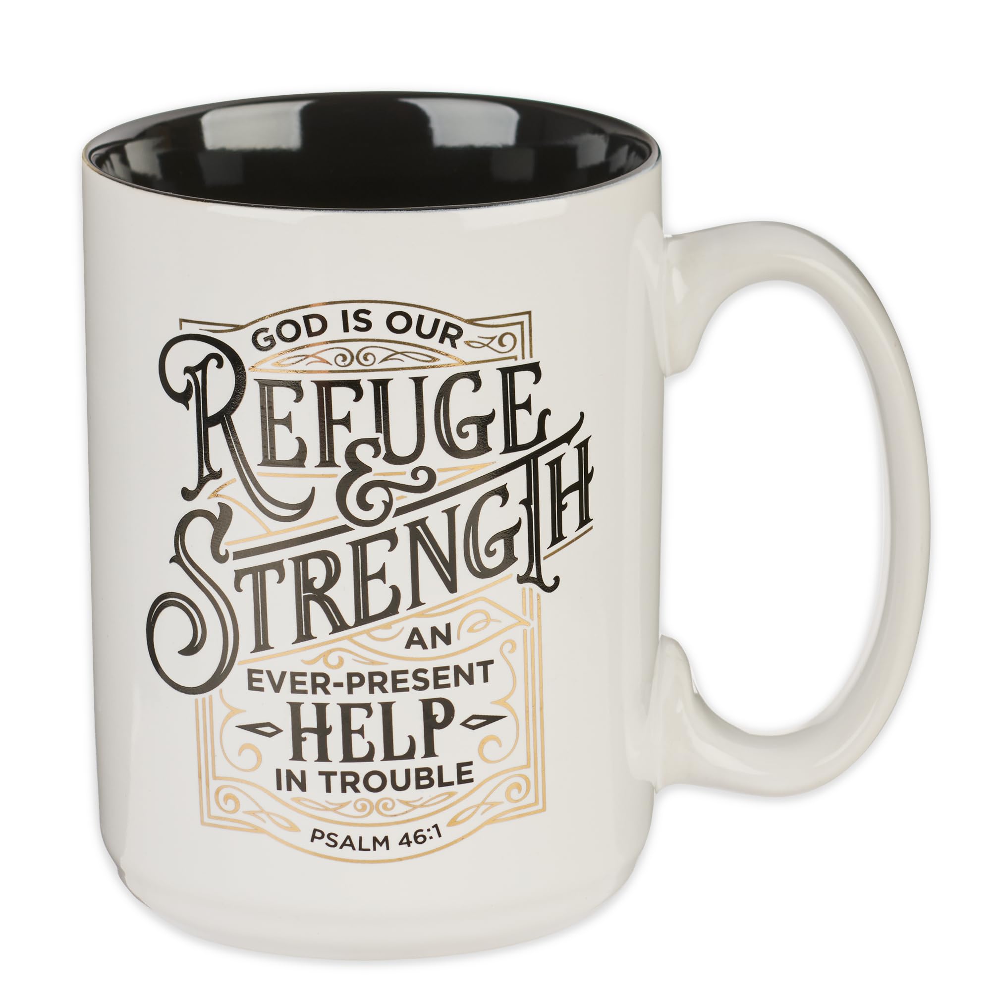 Christian Art Gifts Large Ceramic Men'S & Women'S Coffee & Tea Mug W/Encouraging Scripture: Refuge & Strength - Psalm 46:1 Inspi
