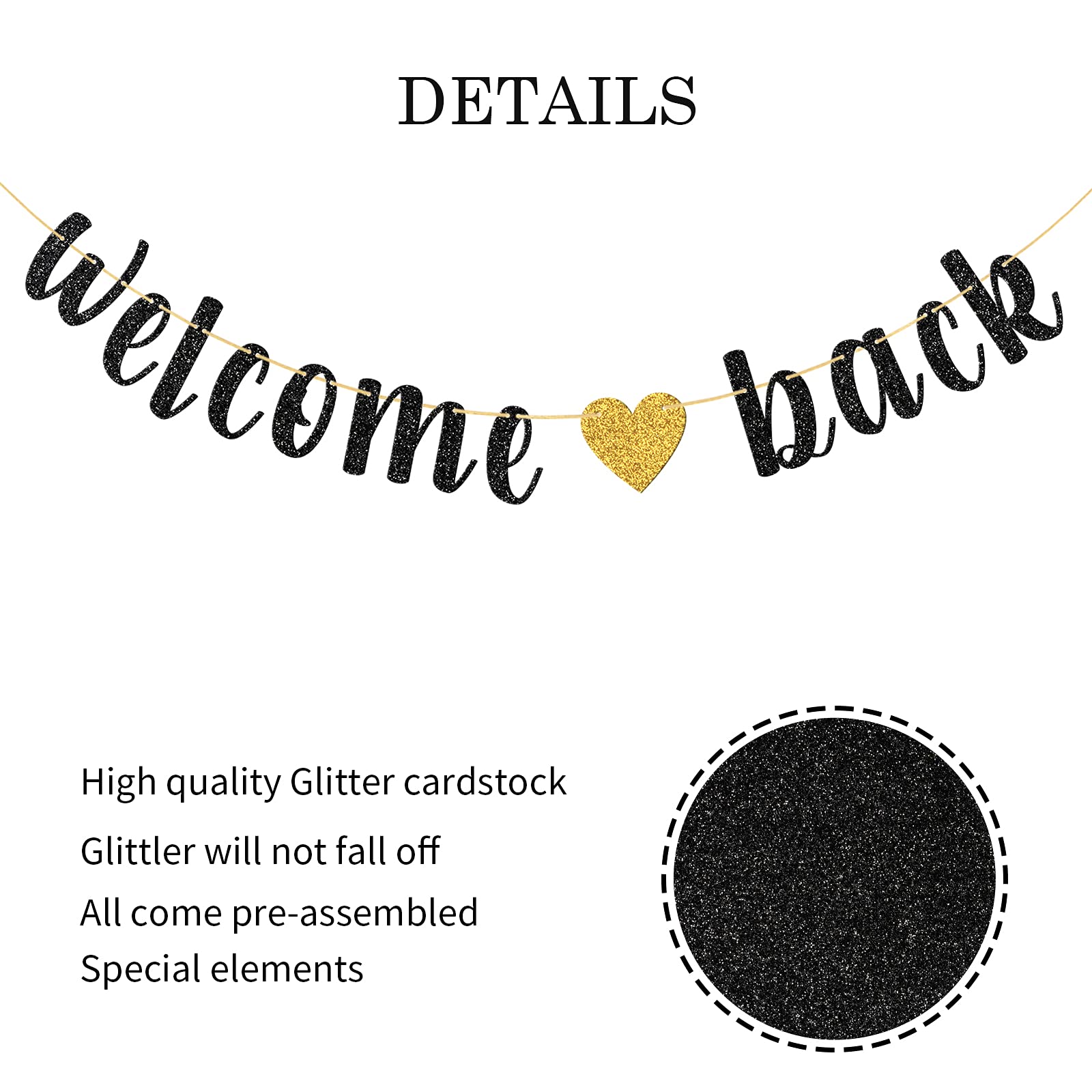 Webenison Glitter Welcome Back Banner, Returning Home Party Supplies, Happy Retirement Sign, Welcome Home Theme, Back To School