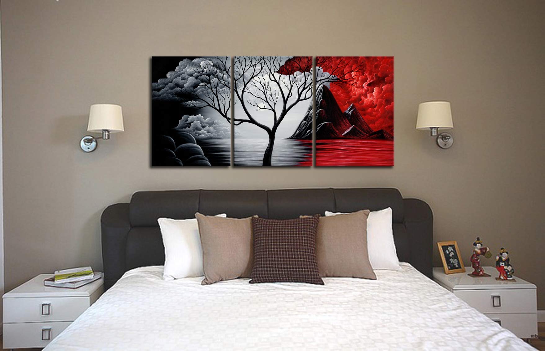 Wieco Art Extra Large The Cloud Tree Modern Gallery Wrapped Canvas Print Artwork Abstract Landscape 3 panels Pictures on Canvas Wall Art Ready to Hang for Living Room Kitchen Home Decor XL