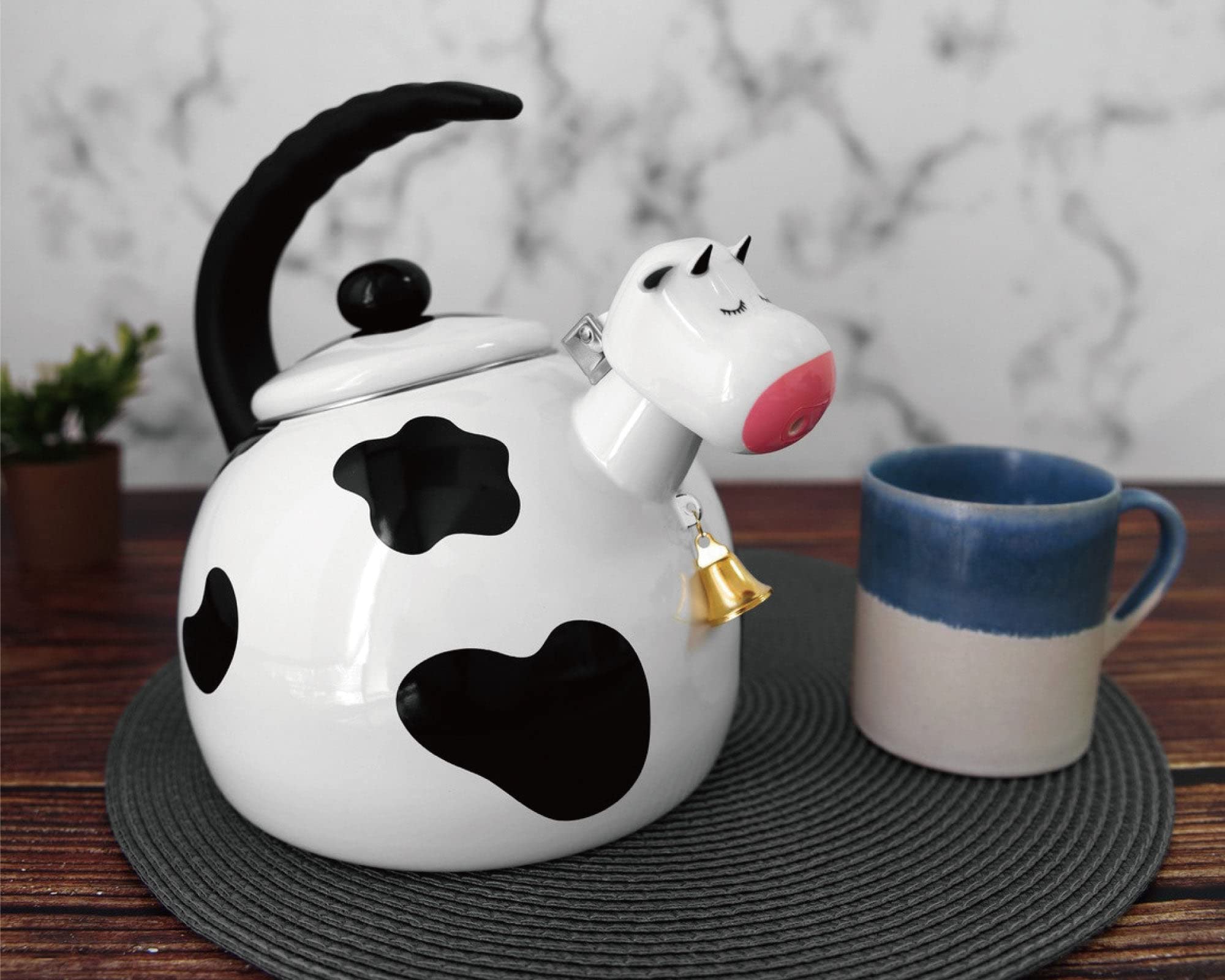 Whistling Tea Kettle For Stove Top Enamel On Steel Teakettle, Supreme Housewares Cow Design Teapot Water Kettle Cute Kitchen Acc