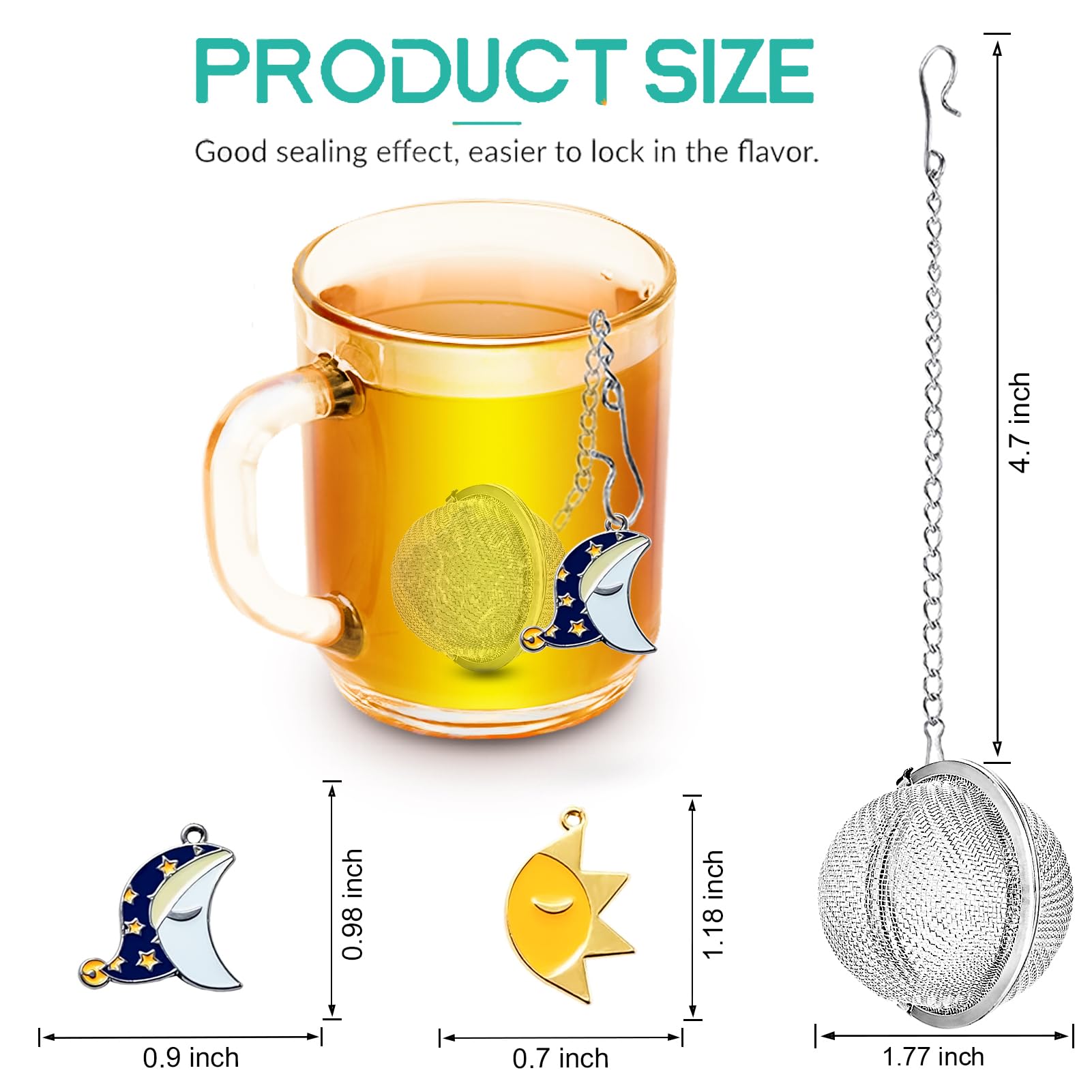 2Pcs Loose Leaf Tea Steeper With Freddy'S Sun And Moon Couple Costume Pendant - Nstaygate Tea Infuser Tea Strainer 304 Stainless