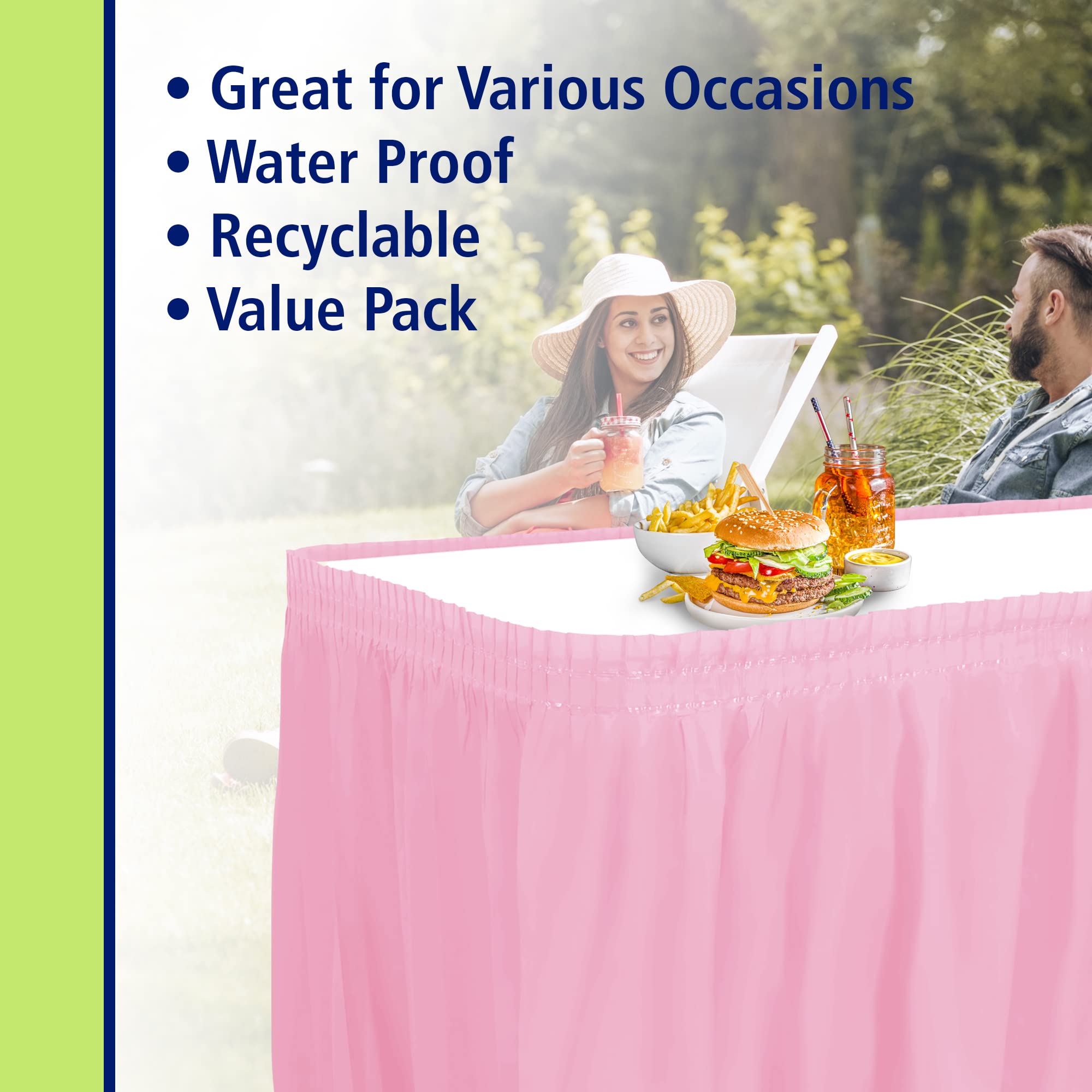 Party Dimensions Plastic Table Skirt, 29-Inches By 14-Feet - Light Pink - 1 Pack
