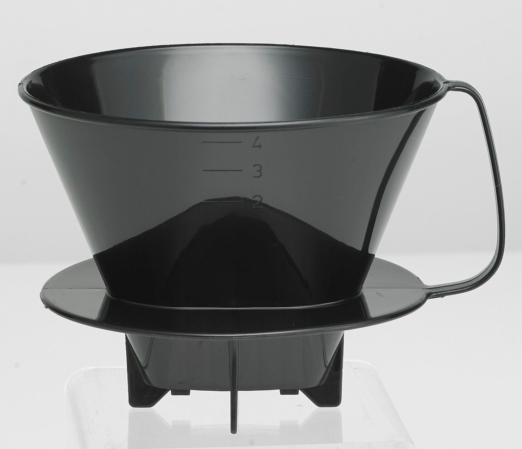 Fino Pour-Over Coffee Brewing Filter Cone, Number 4-Size, Black, Brews 8 To 12-Cups