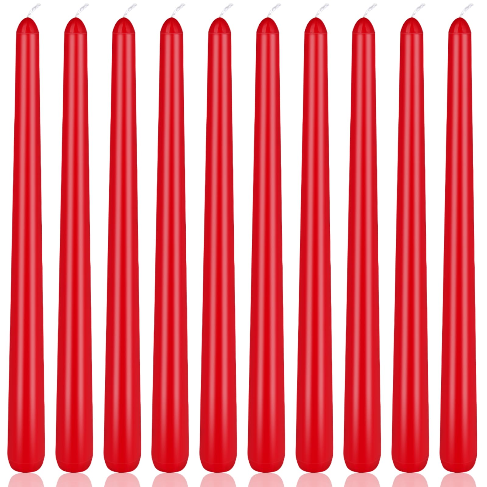 10 Inch Burgundy Taper Candles, 10 Packs Unscented Candlesticks for Dinner, Wedding, Valentines Day Anniversary Christmas and Ho