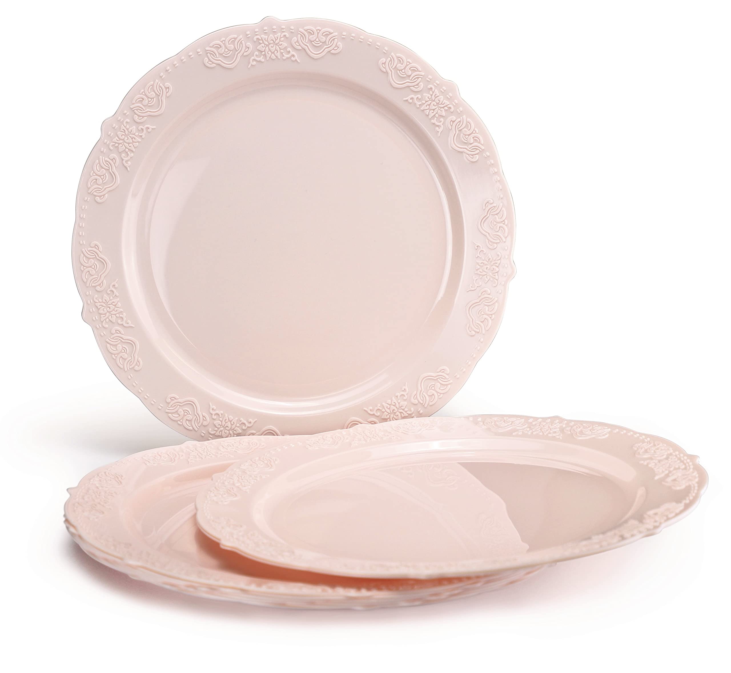 ' Occasions '' 150 Piece Set (25 Guests) Vintage Wedding Party Disposable Dinnerware Set Plastic Plates 10.25'', 7.5'' + Silver