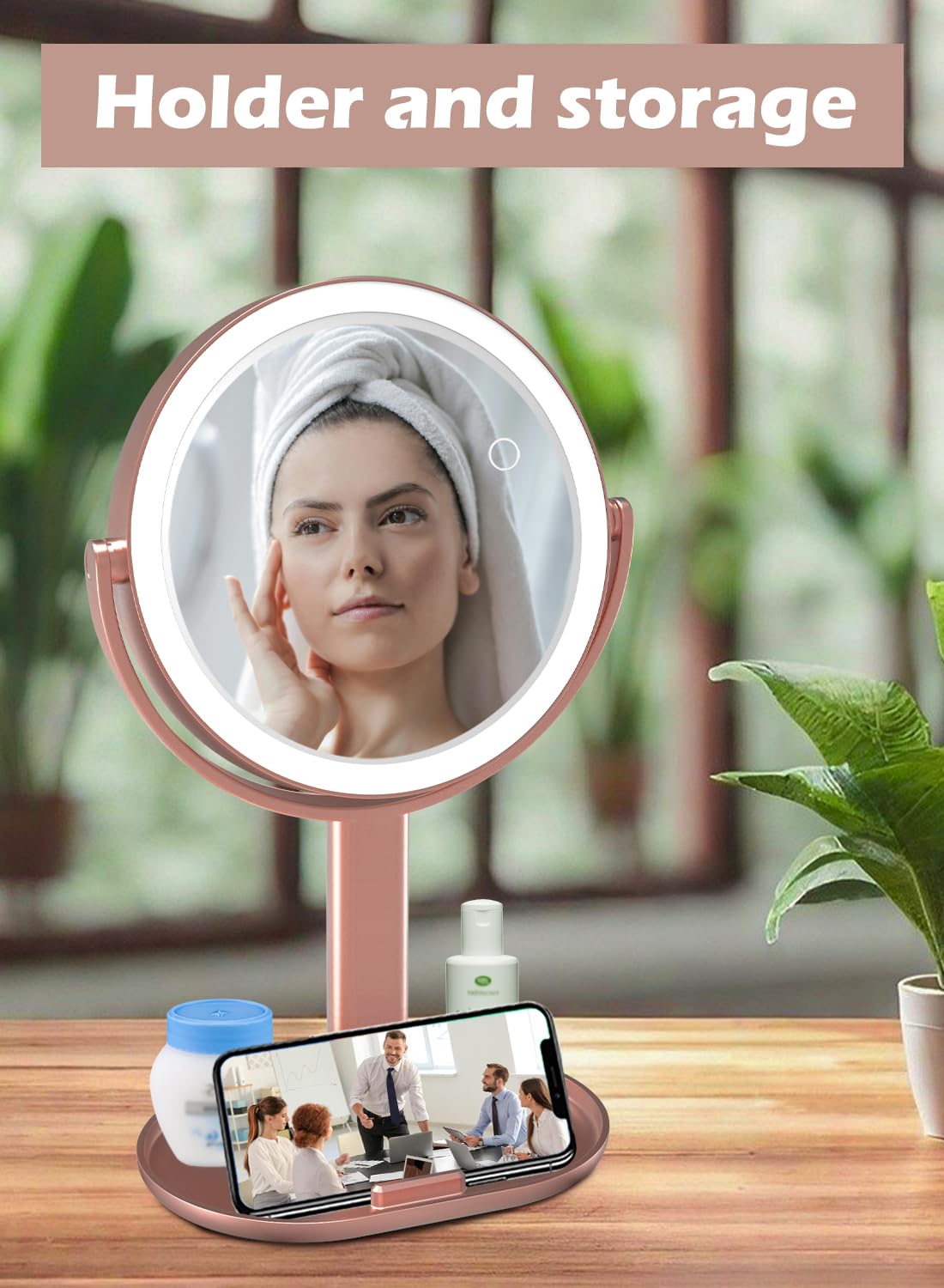 Ferxidi 10X Magnifying Mirror With Light,Double Sided Magnified Mirror With Lights,Rechargeable 3 Color Lights And Adjustable Br