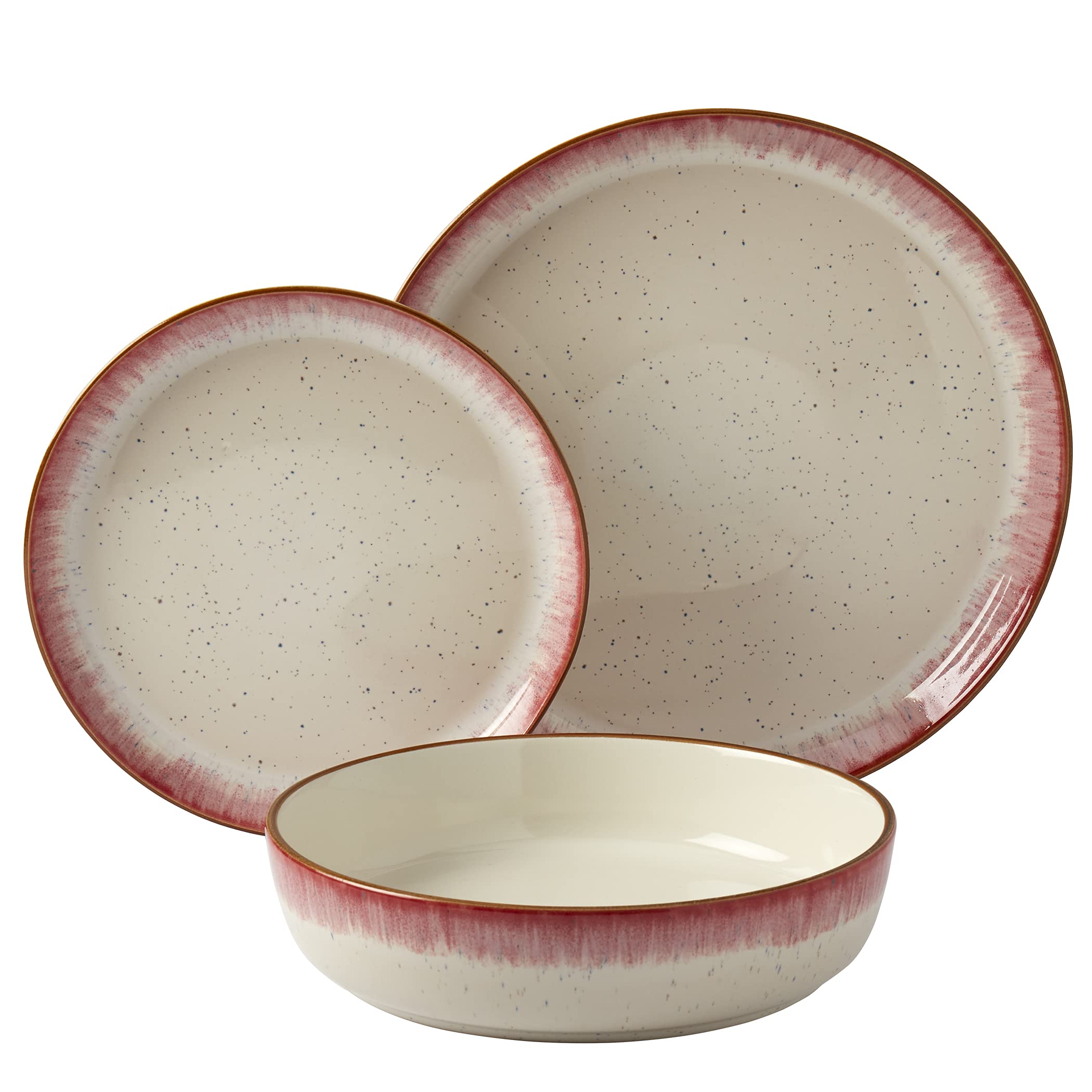 Tabletops Gallery Speckled Farmhouse Collection- Stoneware Dishes Service for 4 Dinner Salad Appetizer Dessert Plate Bowls, 12 P