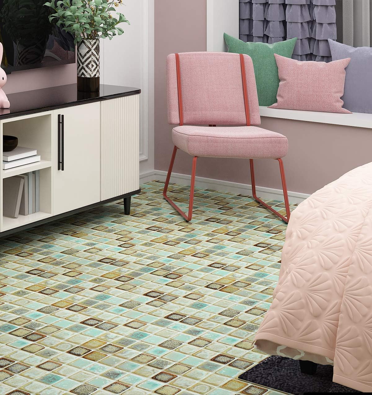 Livelynine Vinyl Bathroom Wallpaper Peel and Stick Backsplash for Kitchen Wall Paper Waterproof Contact Paper for Walls Floors Self Adhesive Vinyl Mosaic Tiles Wall Sticker 15.8x78.8 Inch