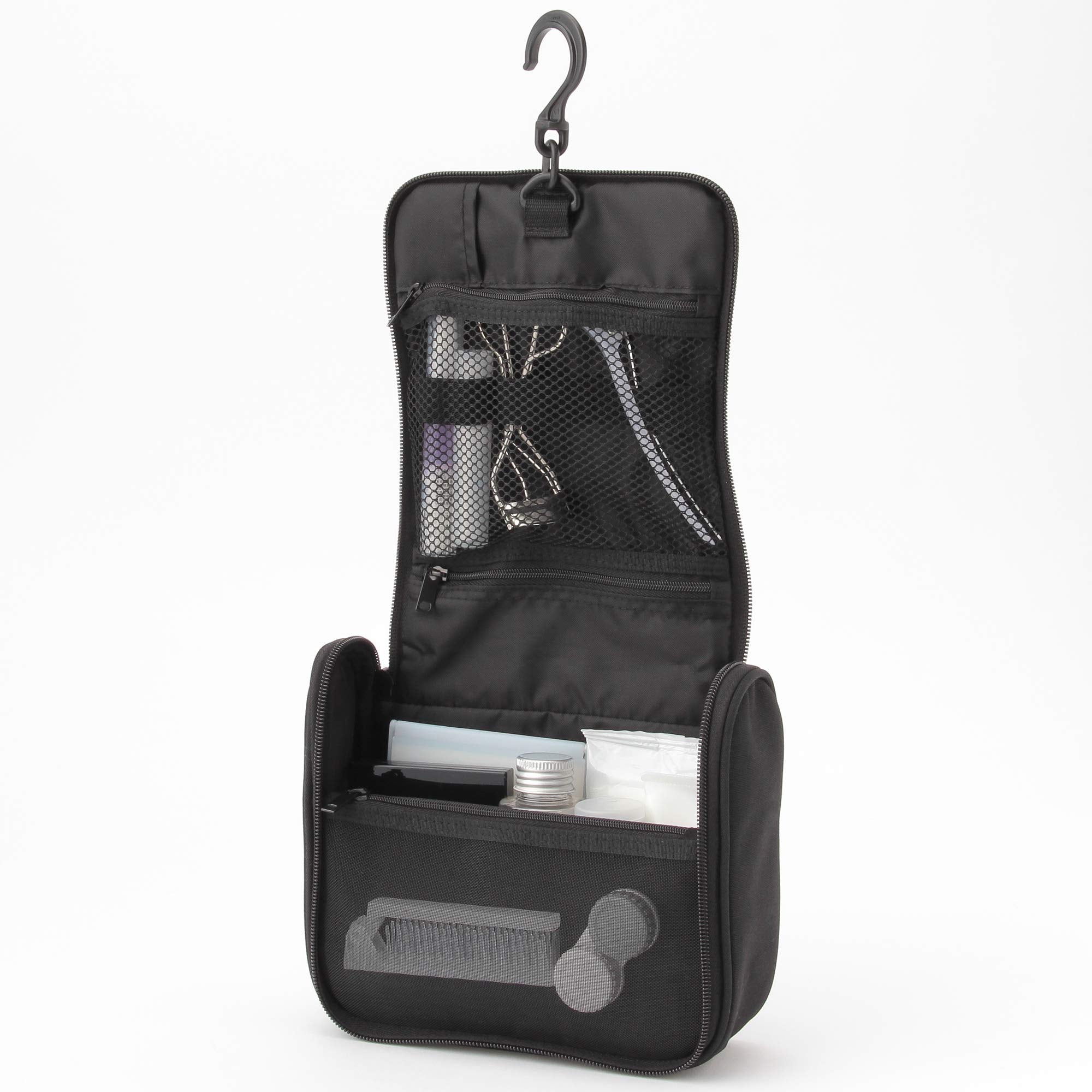 Muji Polyester Hanging Travel Case, 16 Cm Width X 19 Cm Depth X 6 Cm Height, Black