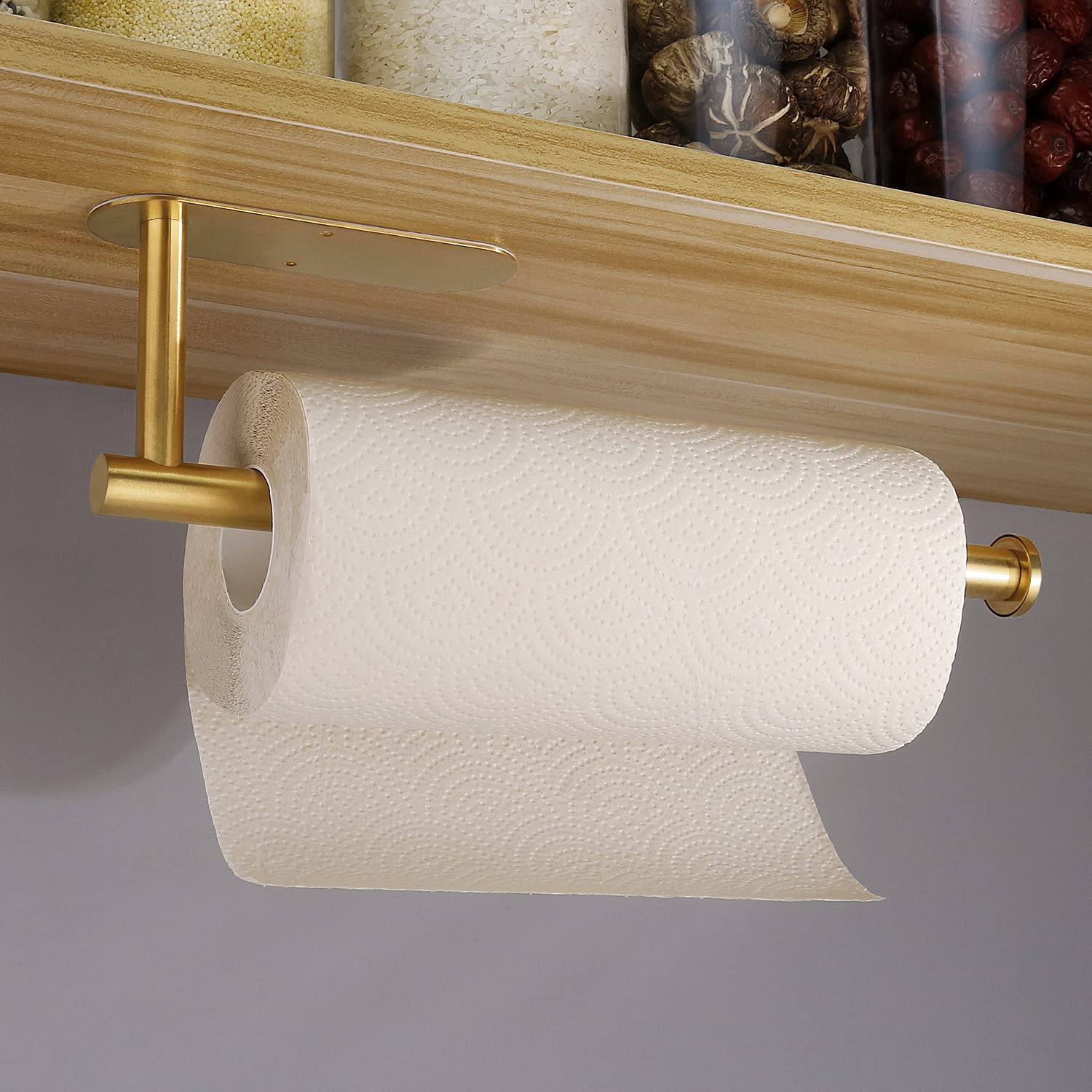 Paper Towel Holder Under Kitchen Cabinet - Self Adhesive Paper Towel Holder  Gold Stainless Steel Paper Towel Holder Wall Mount