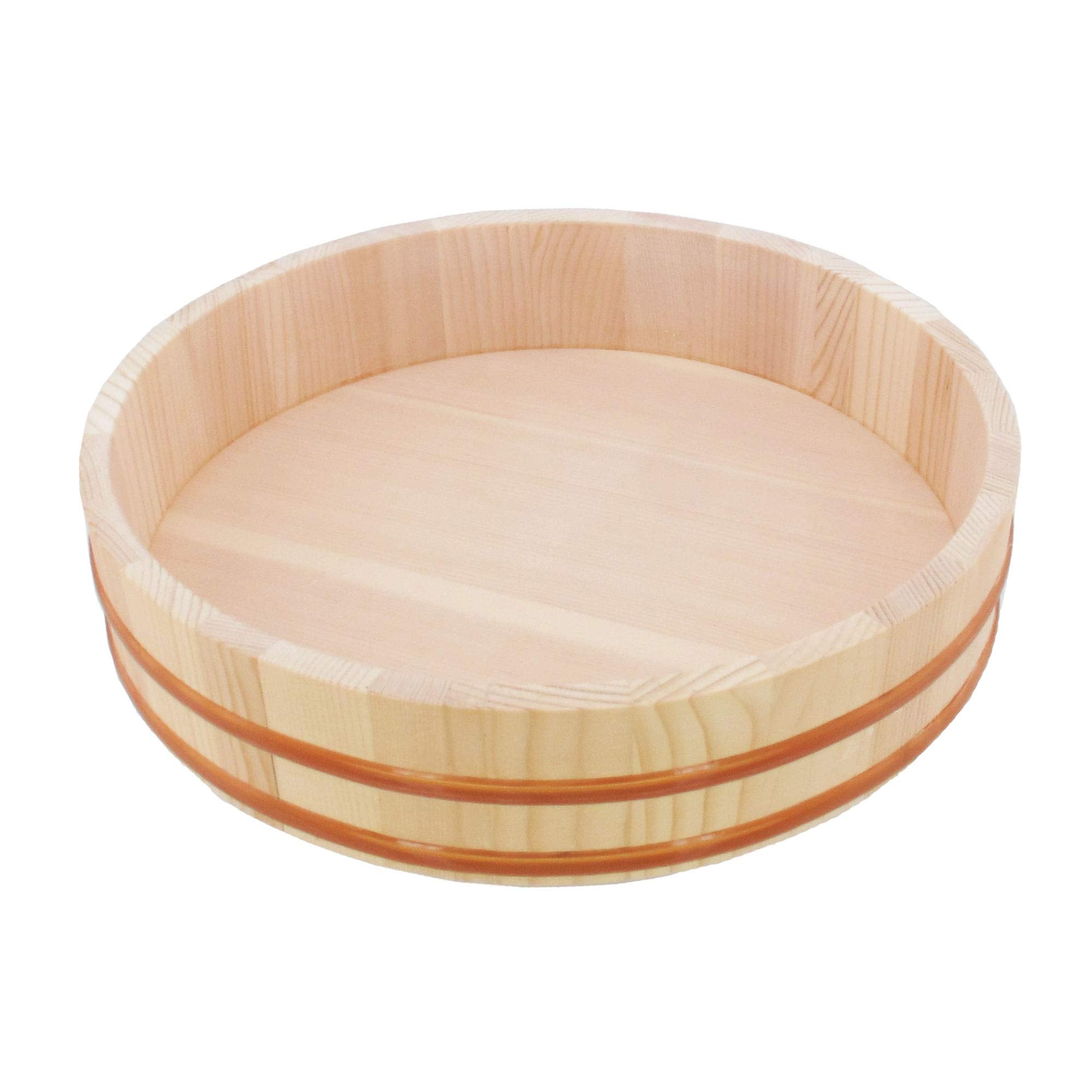 Bamboomn 13'' Hangiri Oke Sushi Rice Cooling Bowl/Tub With Lid, 19 Pieces Making Serving Accessory Kit - Large
