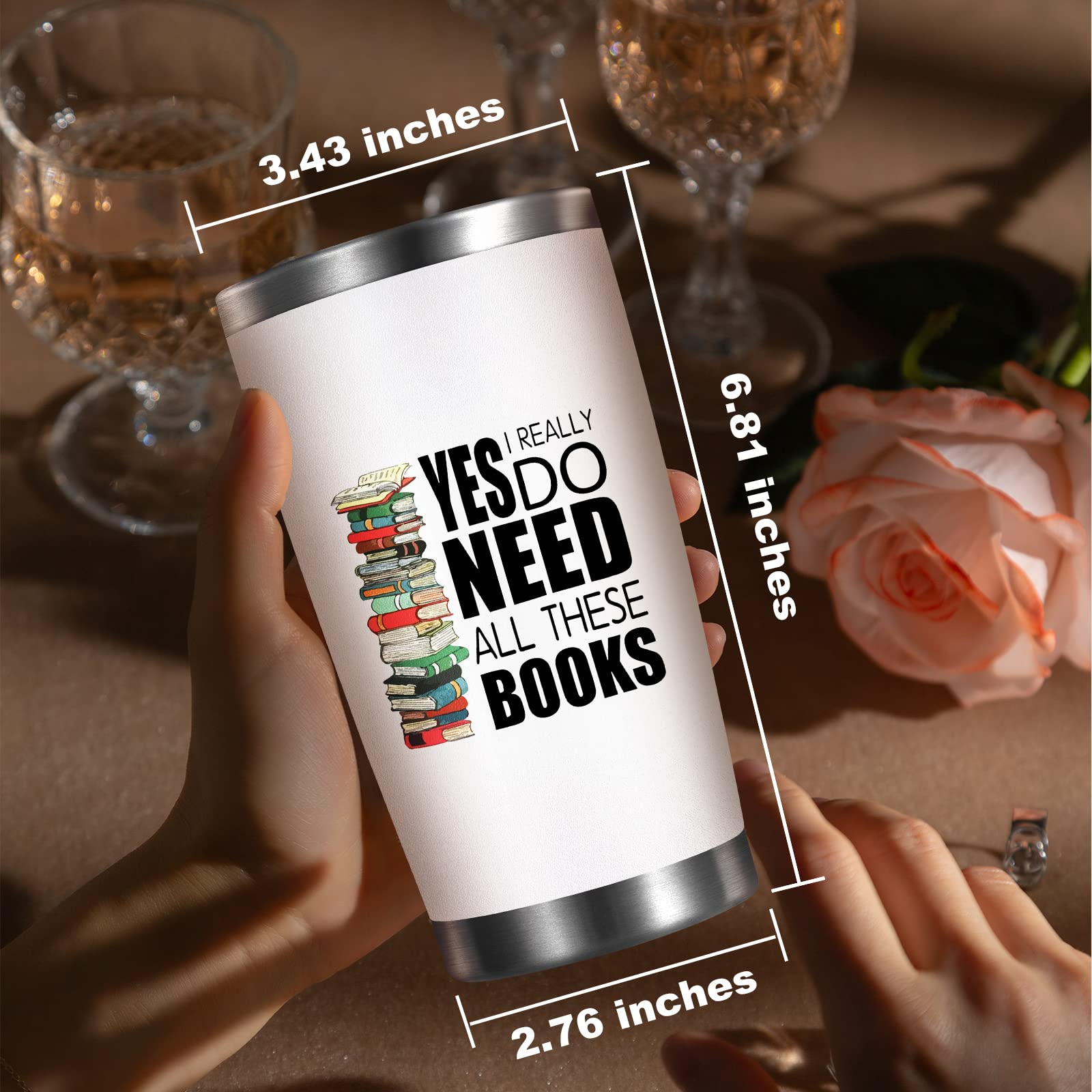 Petitian Book Lovers Gifts Booklover Tumbler: Yes I Really Do Need All These Books Nerd Gifts 20 Oz Book Lover Tumbler For Women