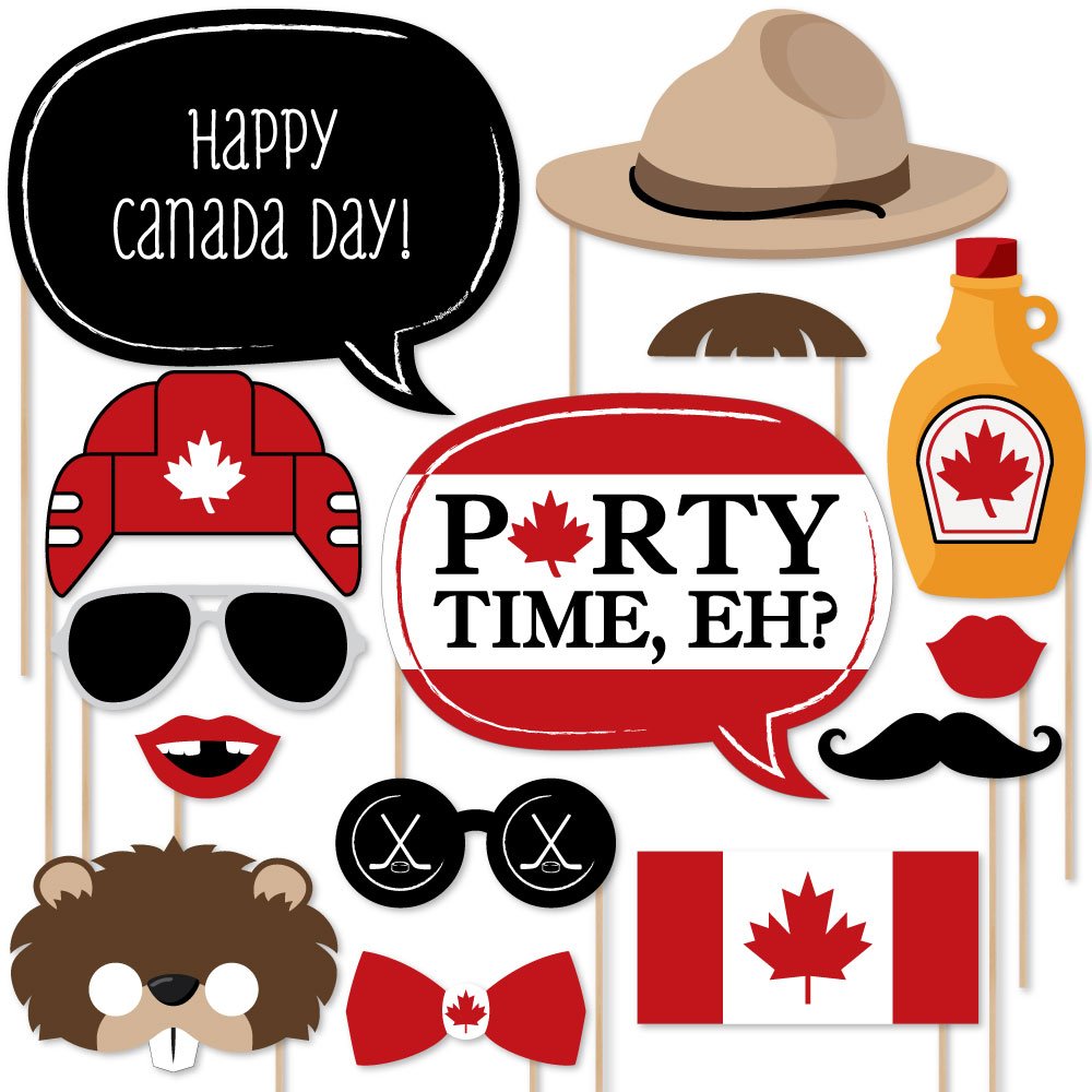 Big Dot Of Happiness Canada Day - Photo Booth Props Kit - 20 Count