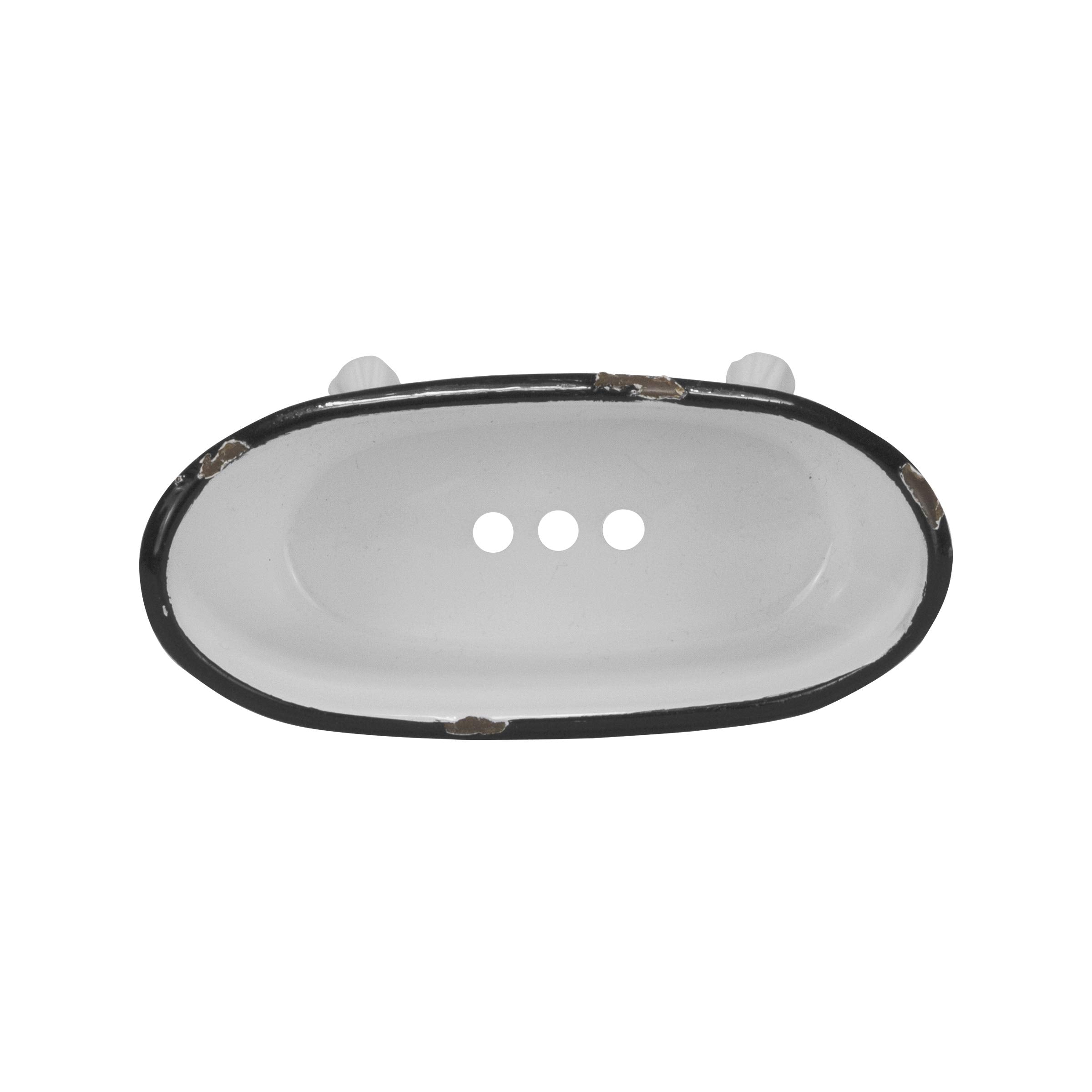 Foreside Home & Garden Black Rim White Enamel Bathtub Soap Dish