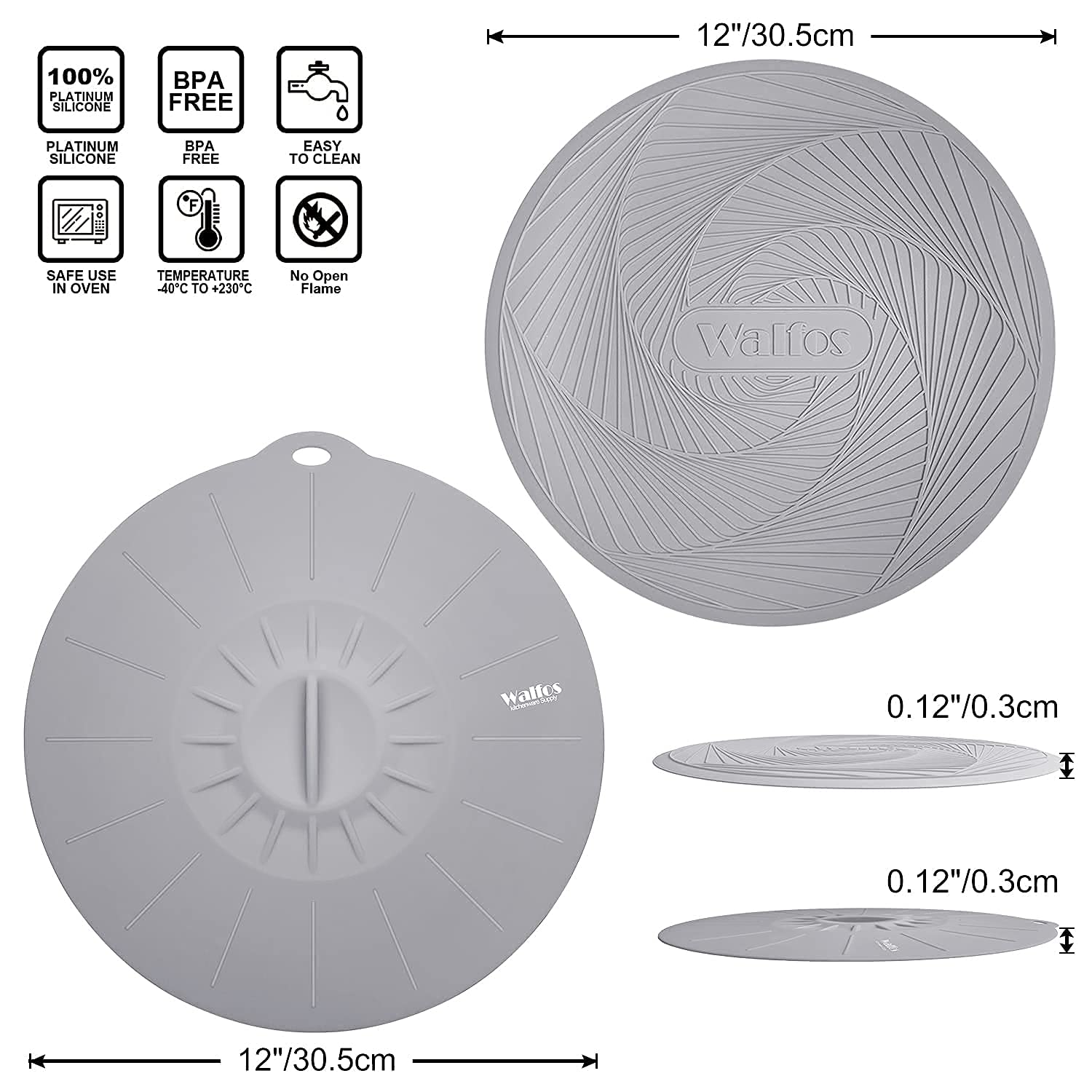 Silicone Microwave Mat & Silicone Microwave Lid Set, Walfos Heat Resistant Multi-Purpose Microwave Trivet Mat And Attraction Sea