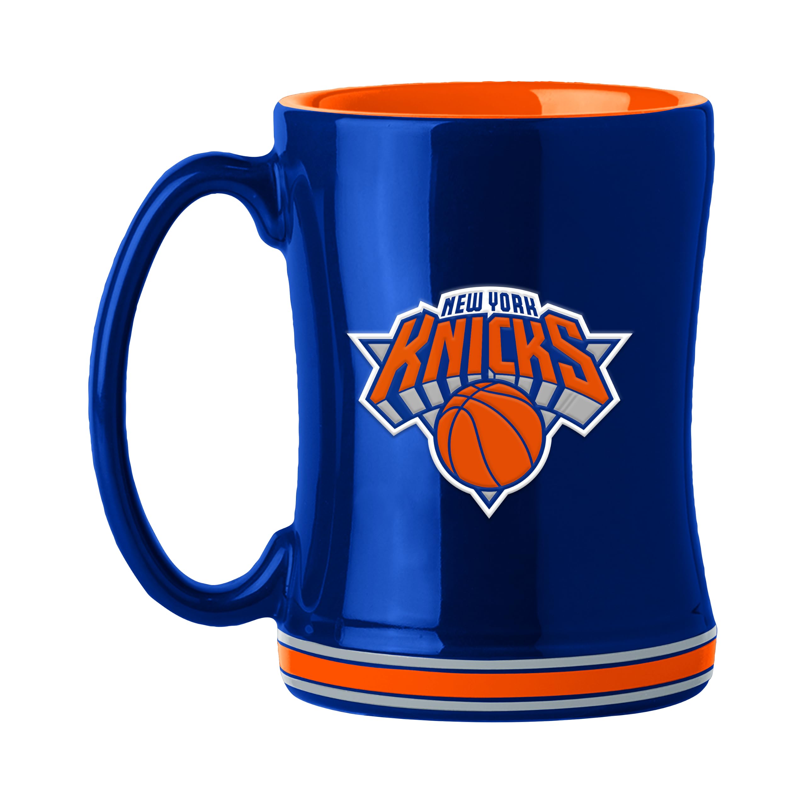 New York Knicks Coffee Mug 14oz Sculpted Relief Team Color