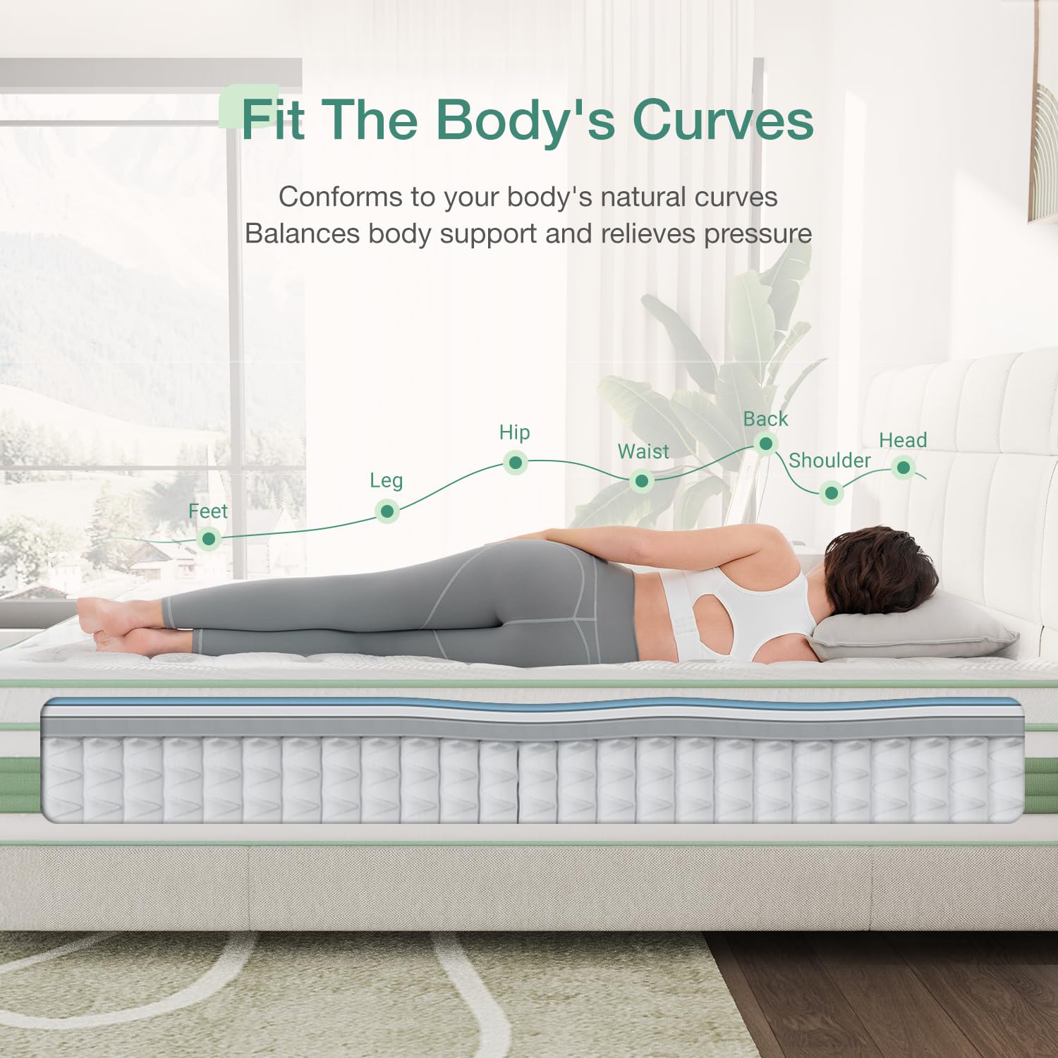 Novilla Queen Mattress, 12 Inch Hybrid Mattress In A Box, Gel Memory Foam With Individual Pocket Springs For A Peaceful Sleep, Q