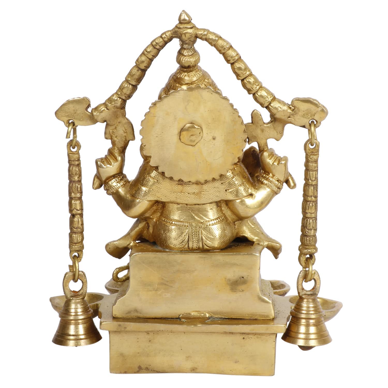 Kartique Brass Ganesh Bhagwan Idol Ganesha Statue Ganpati Murti With Multi Diya And Bells For Home Entrance Decor Diwali Gift Ga