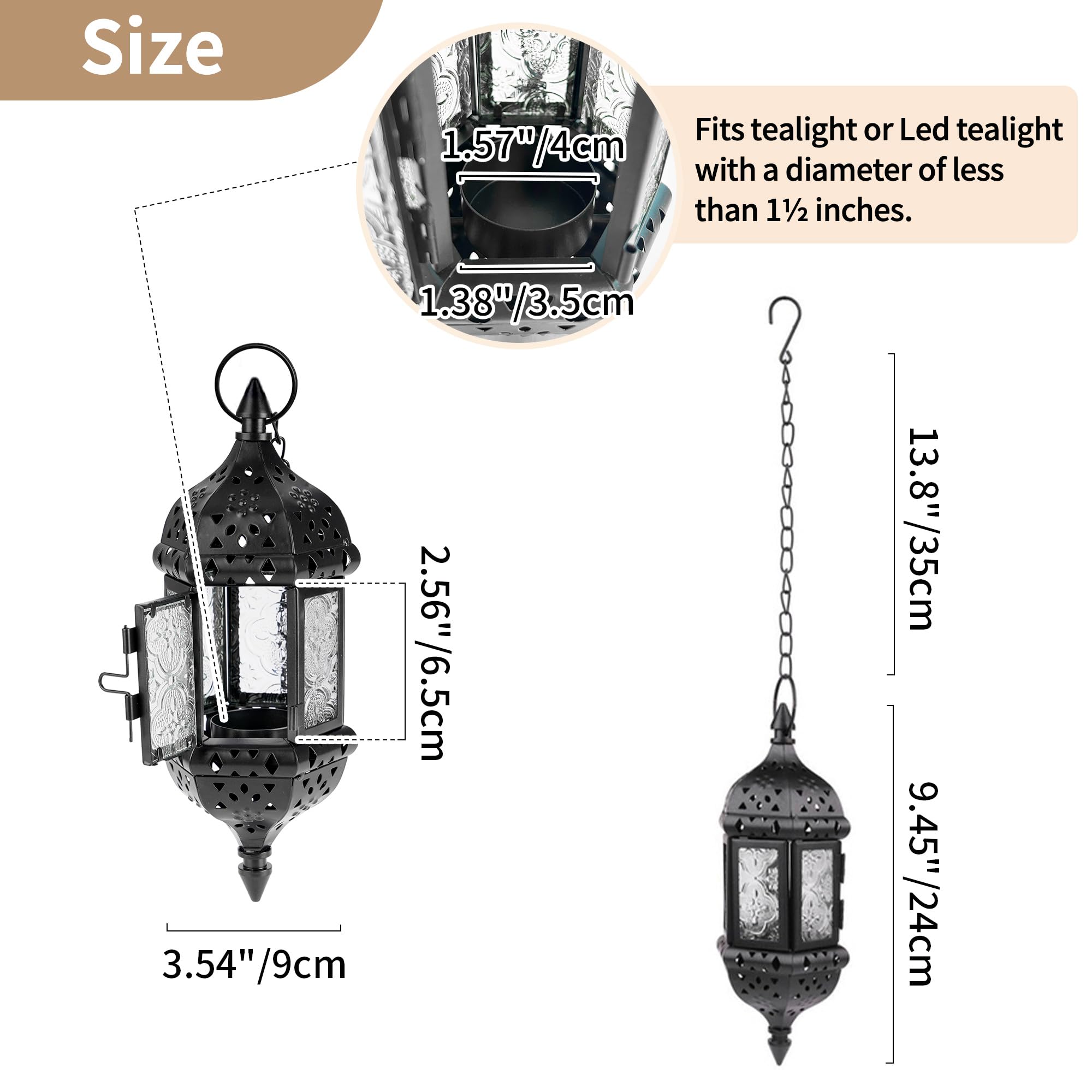 2 Pcs Hanging Candle Lantern Moroccan Chandelier Retro Candle Holder Moroccan Vintage Metal Hollow Wedding Hanging Candle Holder