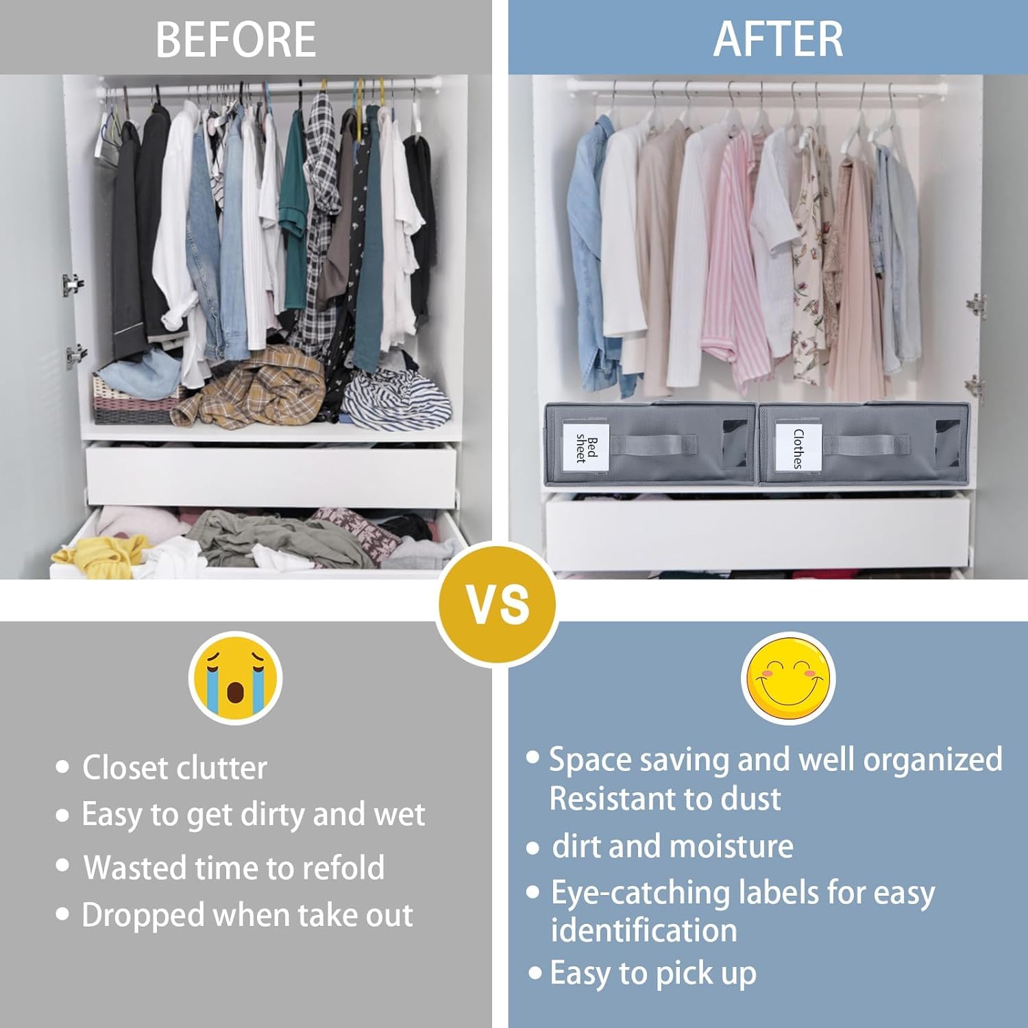 Finneya Bed Sheet Organizers and Storage - 8 Pack, Foldable Sheet Cube Storage Container Linen Closet Organizers, Duvet Covers a