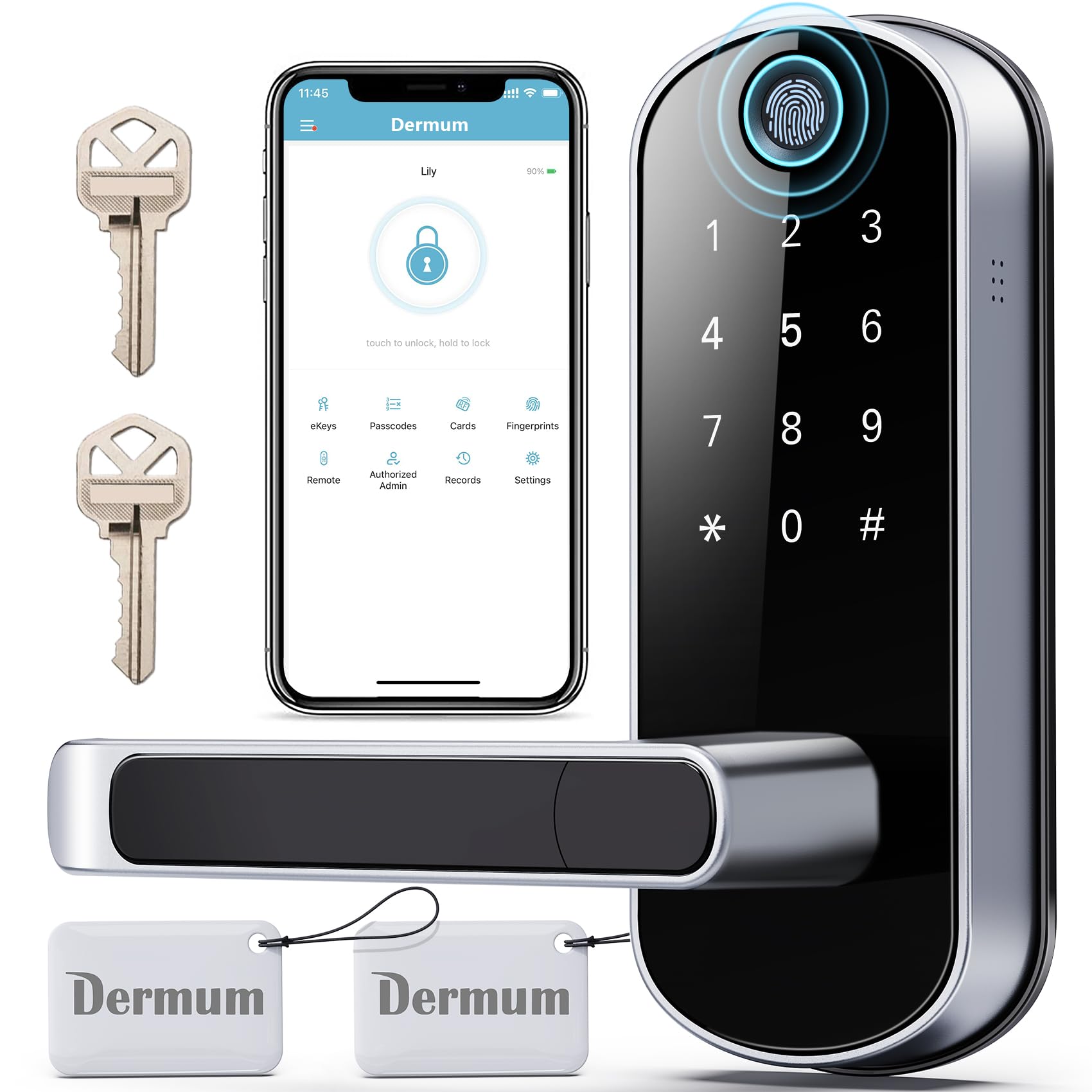 Dermum Smart Lock, Keyless Entry Door Lock, Smart Door Lock, Smart Lock For Front Door, Door Lock With Keypad, Fingerprint Door