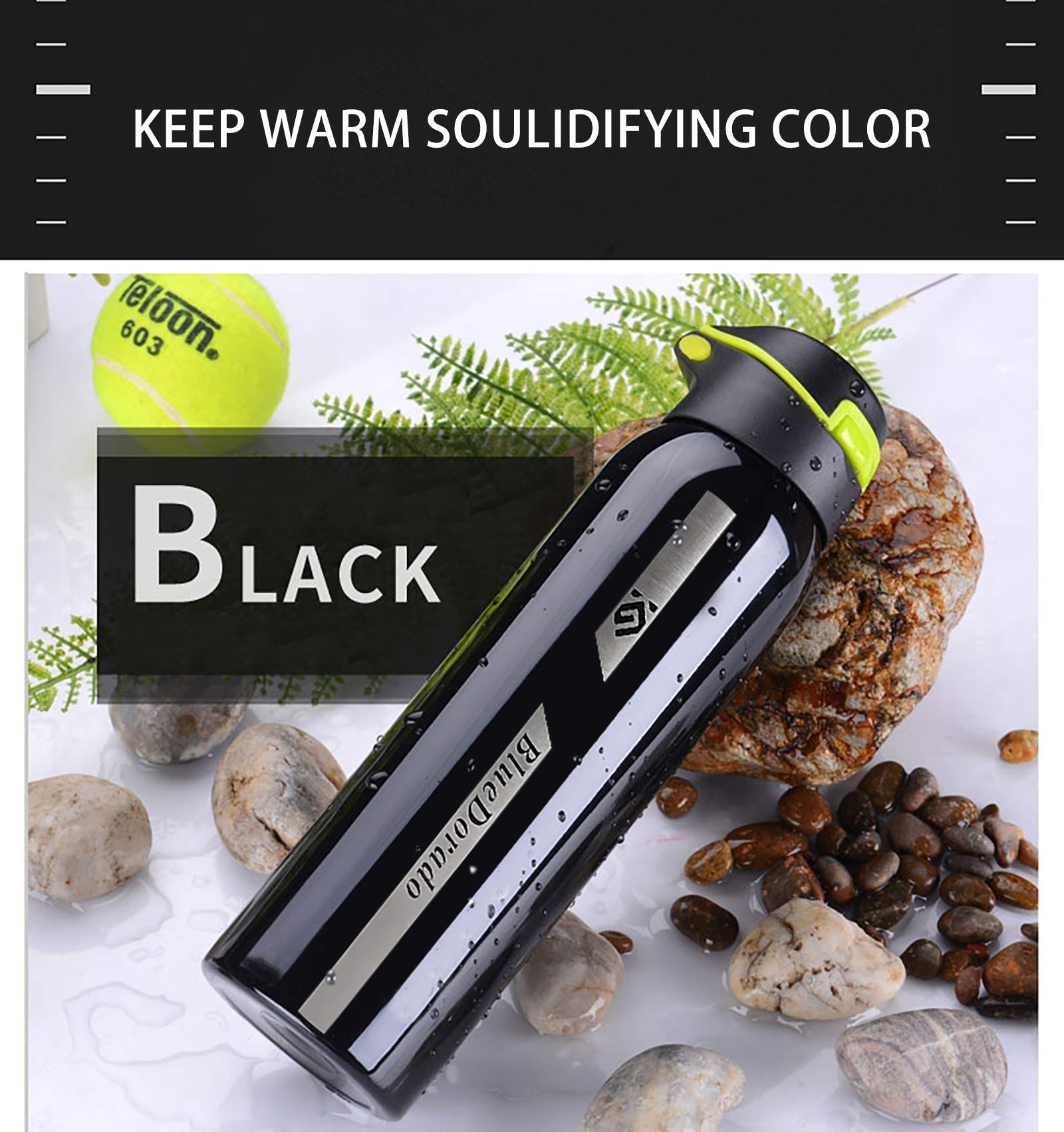 Bluedorado Bicycle Water Bottle, Vacuum Stainless Steel Cycling Water Bottle, Modern Double Walled Simple Thermo Mug, Insulated