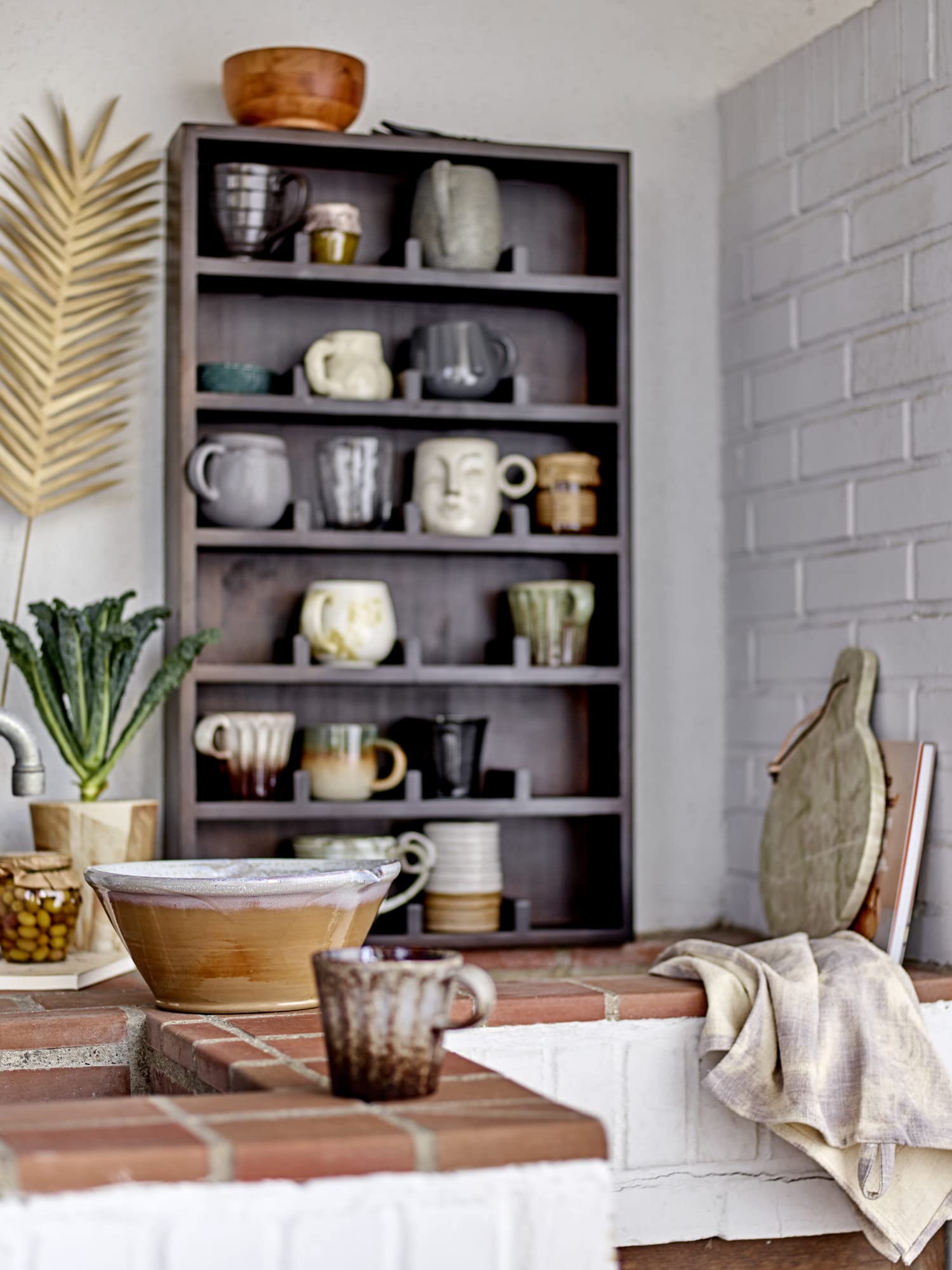 Bloomingville Stoneware Face, Reactive Glaze, Cream Color Mug, 1 Count (Pack Of 1), White