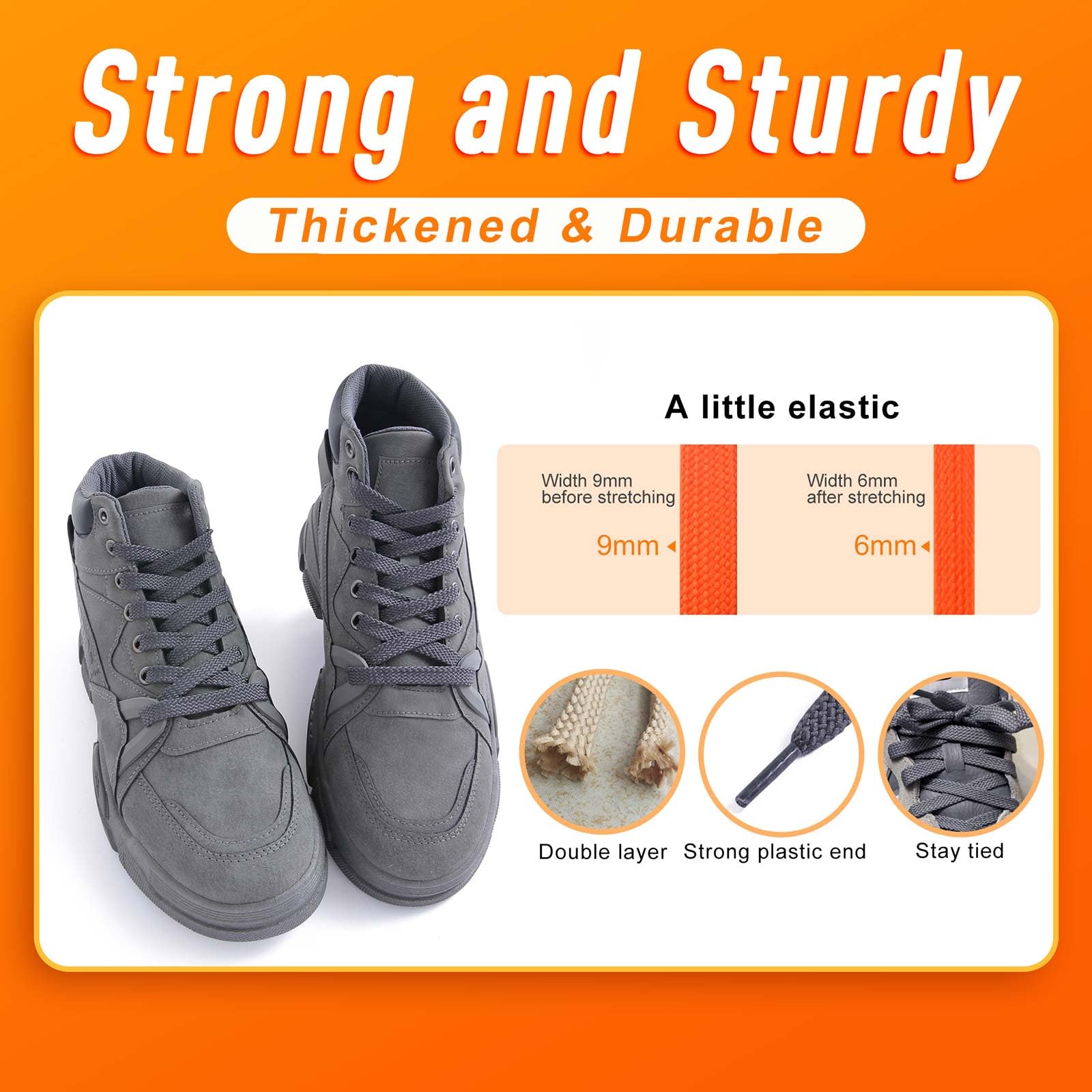 Vsudo Upgrade 28 Double Layer Weave Flat Shoelaces, 516 Wide Flat Shoe Laces For Adults  Kids Sneakers Or Athletic Shoes 1Pair-D