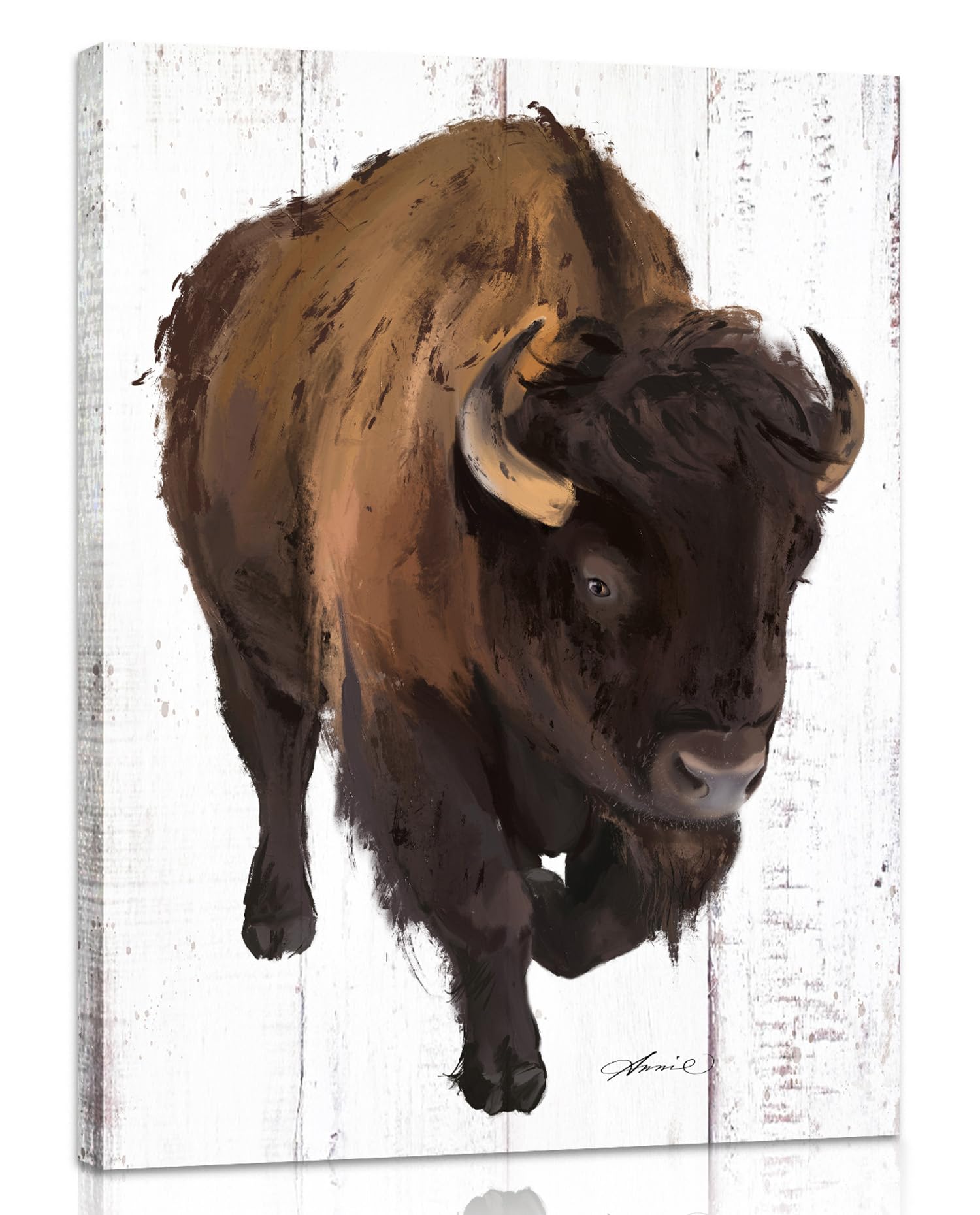 Bison Pictures Wall Art:Highland Cow Pictures Wall Decor Framed Canvas Posters Rustic Wall Decor Living Room Bathroom Decoration