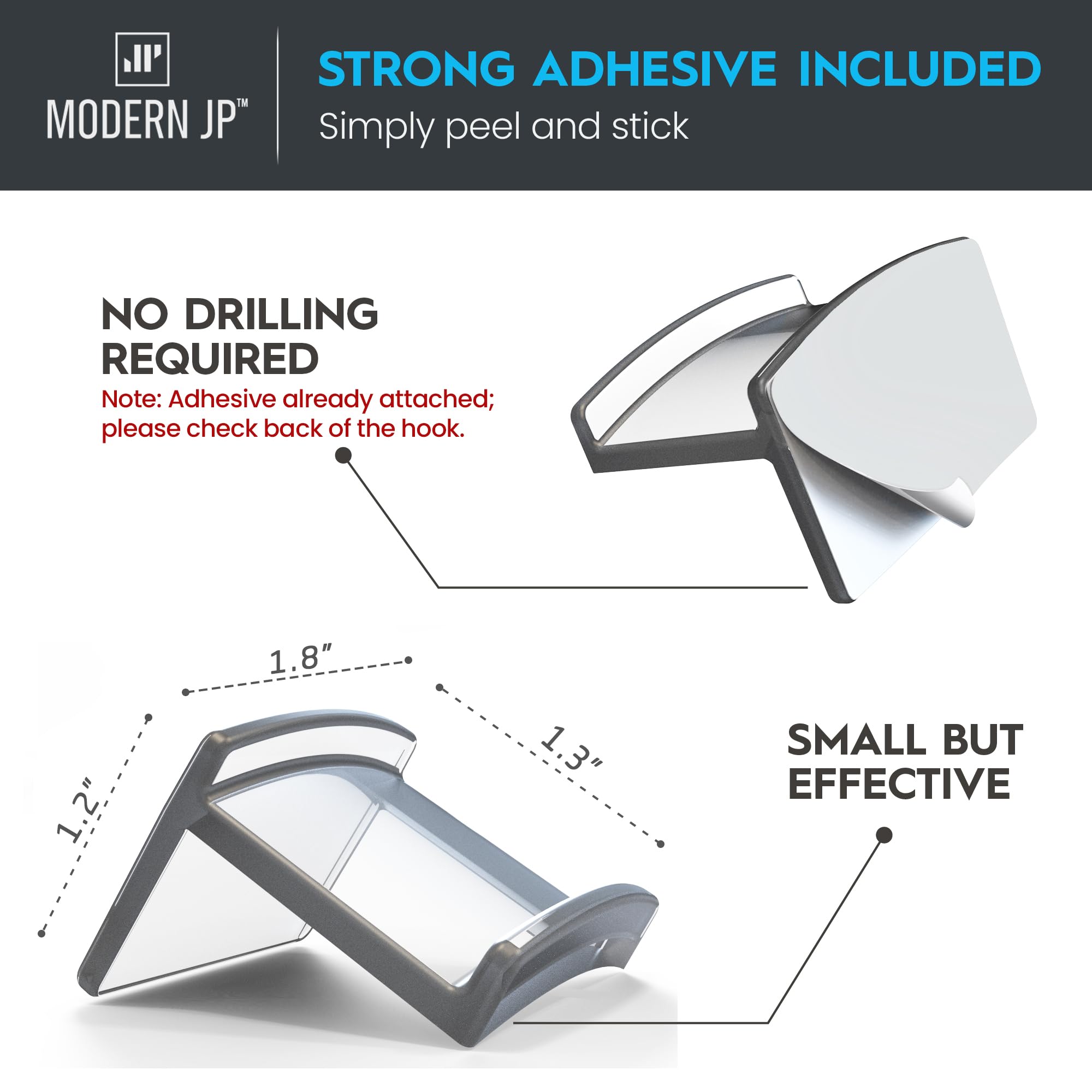 Modern Jp Adhesive Hat Hooks For Wall (16-Pack) - Minimalist Hat Rack Design, No Drilling, Strong Hold Hat Hangers - Usa Patente