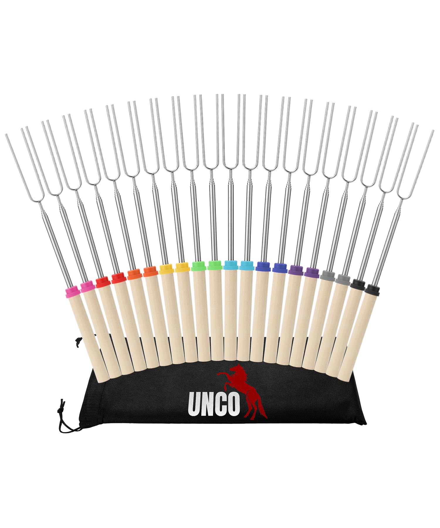 Unco- Marshmallow Roasting Sticks, 20 Pack, 32   , Extendable Stainless Steel Smores Sticks For Fire Pit, Marshmallow Sticks For