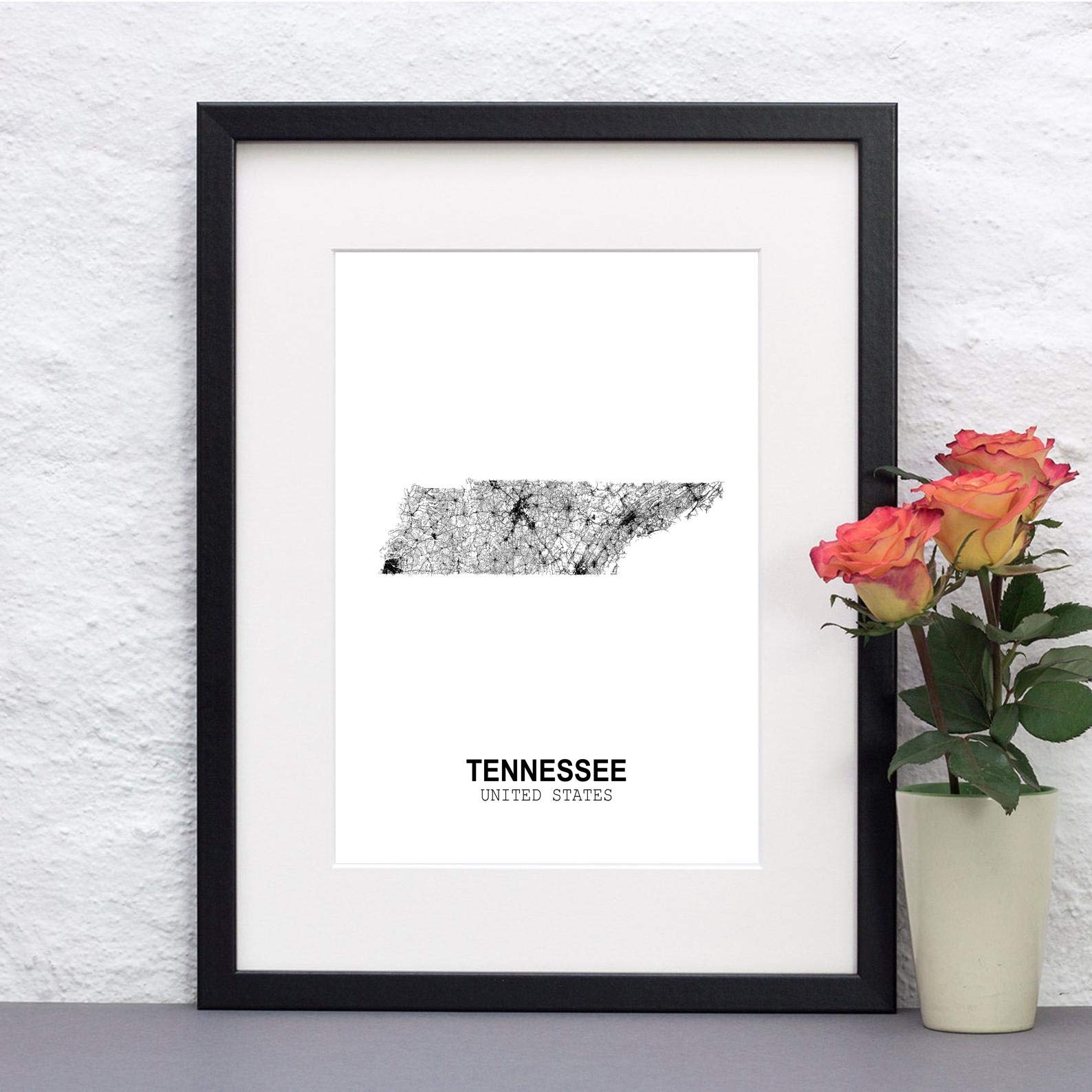 Eleville 11X14 Unframed Tennessee United States Country View Abstract Road Modern Map Art Print Poster Wall Office Home Decor Mi