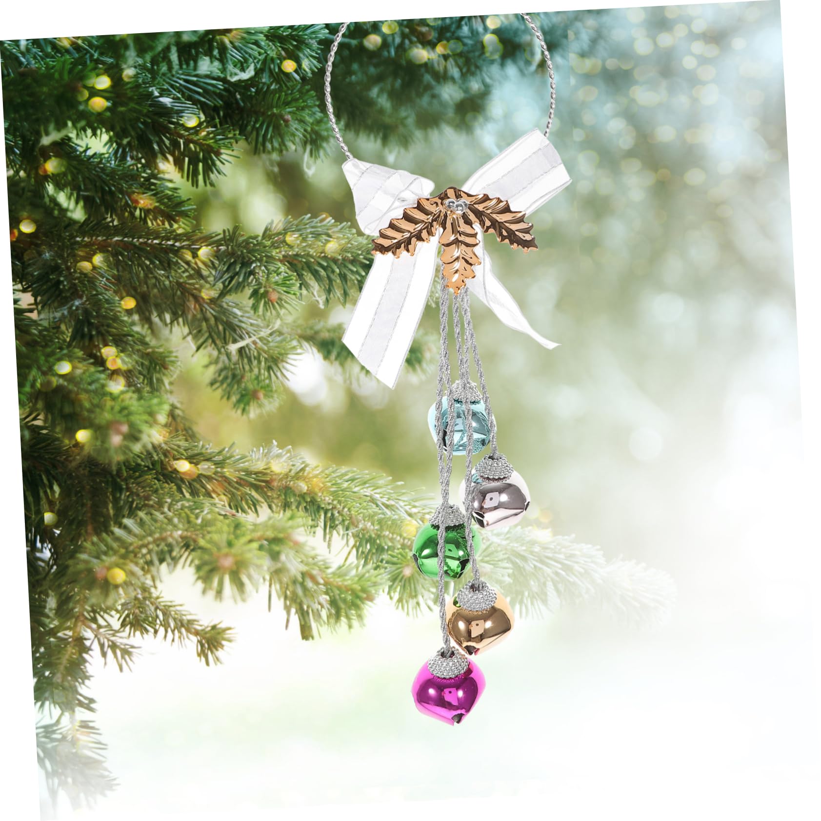 Christmas Jingle Bells Ornaments Door Knob Greeter Hanger Sleigh Bell Holiday Tree Hanging Decoration for Festival Yard Decor (C