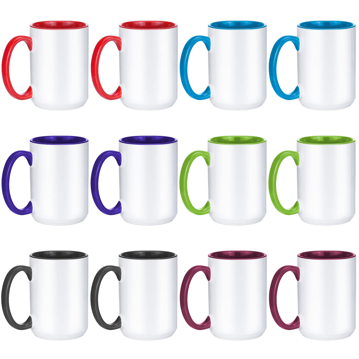 TANGLONG Sublimation Mugs 15 oz Sublimation Mugs Blank Sublimation Cups Sublimation Coffee Mugs Tazas Para Sublimacion 6 Assorte