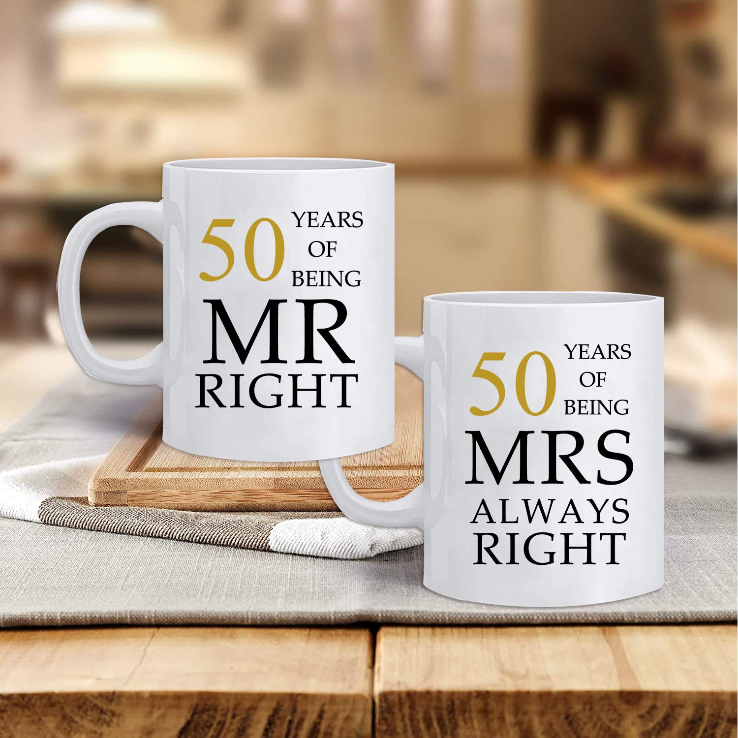 Kwieema 50th Wedding Anniversary for Couples, Golden 50th Anniversary for Parents, 50th Wedding Anniversary Coffee Mugs Grandpar
