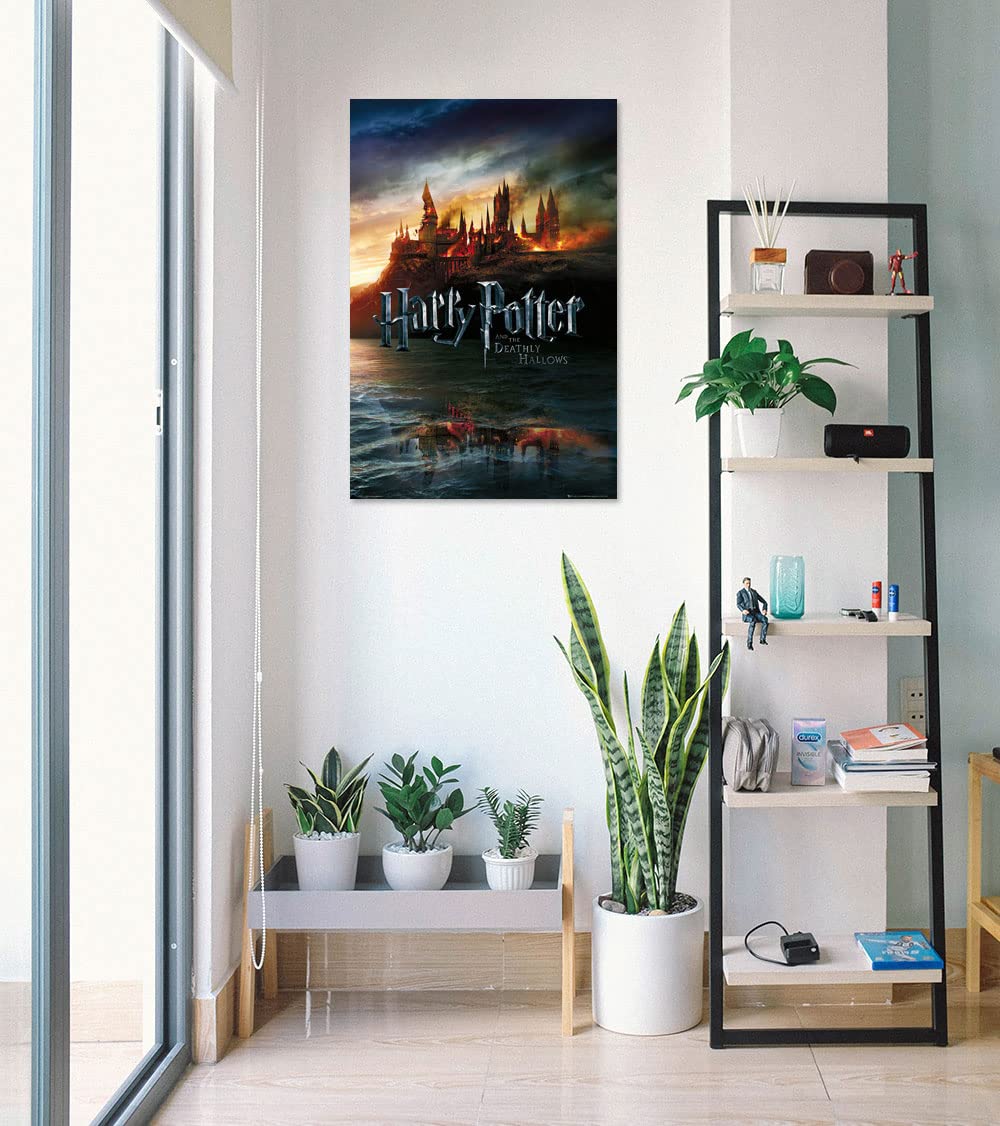 Harry Potter And The Deathly Hallows - Movie Poster (Advance Style - Hogwarts On Fire) (Size: 24 Inches X 36 Inches)