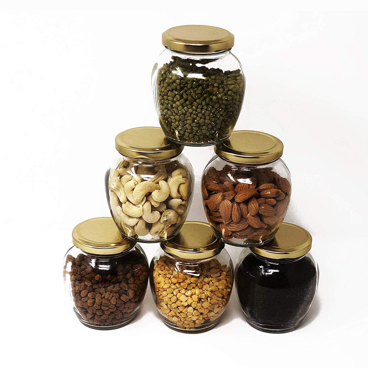 Niya Trendz Elegant Pot Matka Shape Glass Container With Metal Air Tight Lid For Pantry, Honey, Spice, Masala, Grocery, Grain, P