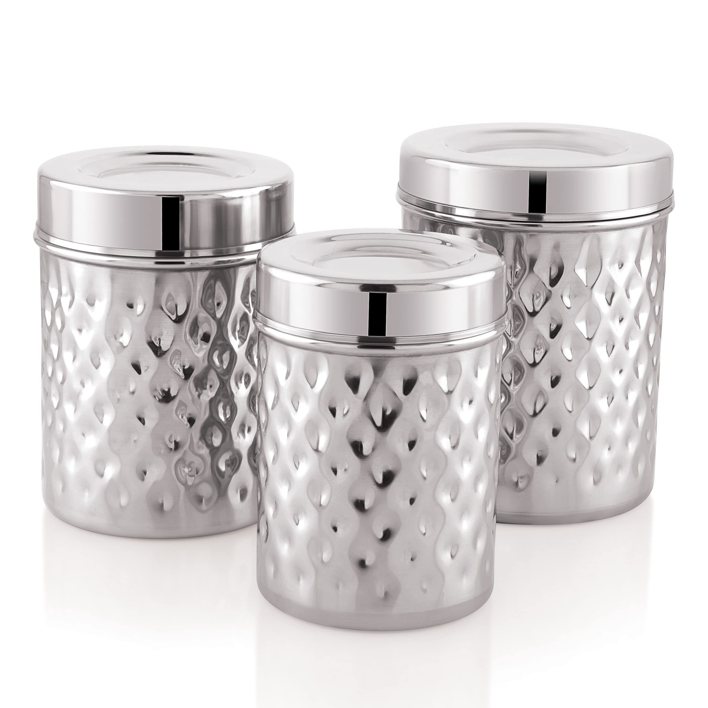 Attro Diamond Pattern Stainless Steel Airtight Kitchen Storage Container With Steel Lid, Use For Rice, Flour, Tea Coffee & Sugar
