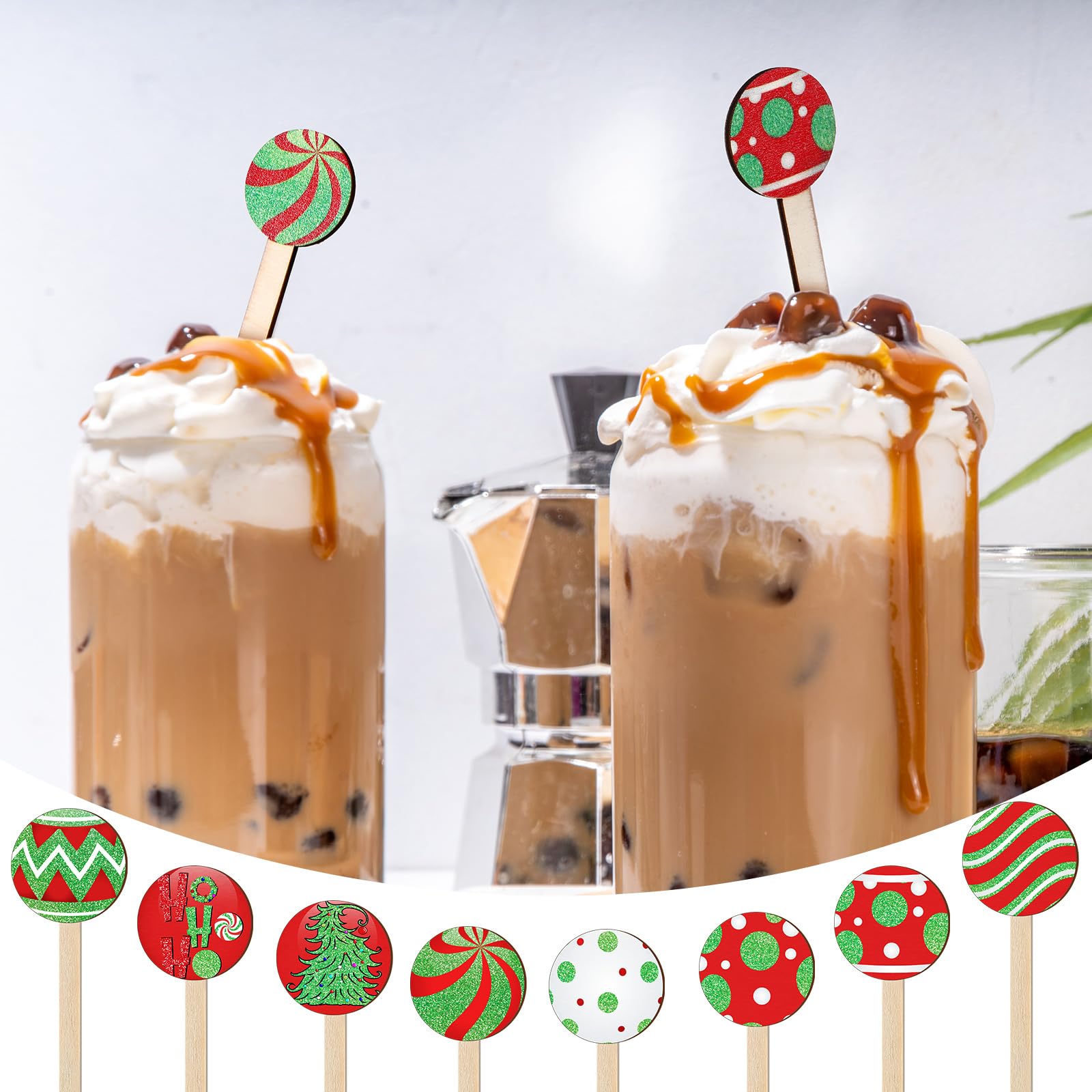 Jinei 120 Pcs Christmas Coffee Stirrers Stir Sticks Natural Wooden Stir Sticks Disposable Drink Stirrers For Stirring Hot Chocol