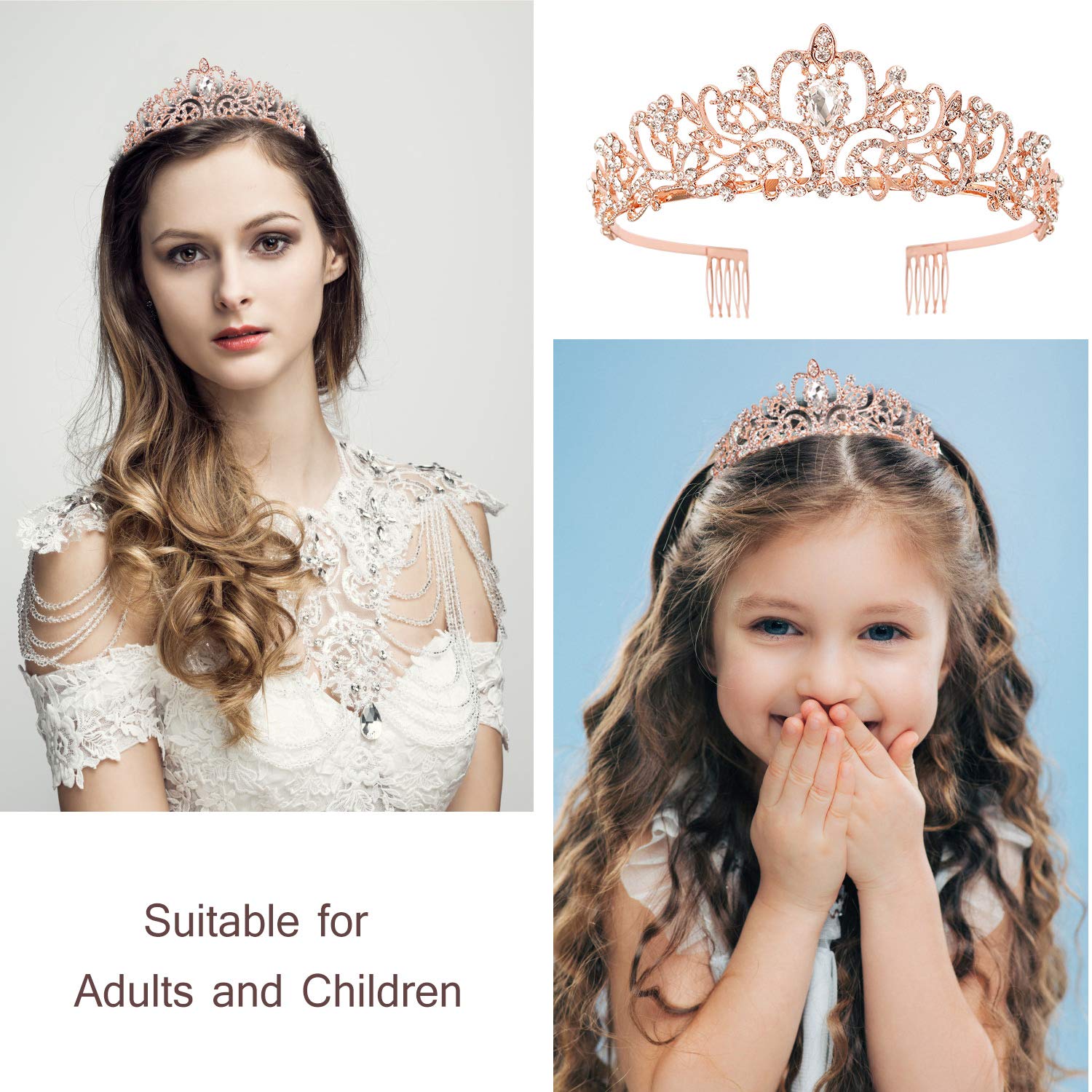 Rose Gold Birthday Tiara Crown For Women, Happy Birthday Flower Crown Sash, Birthday Decorations Party Favors Supplies Birthday