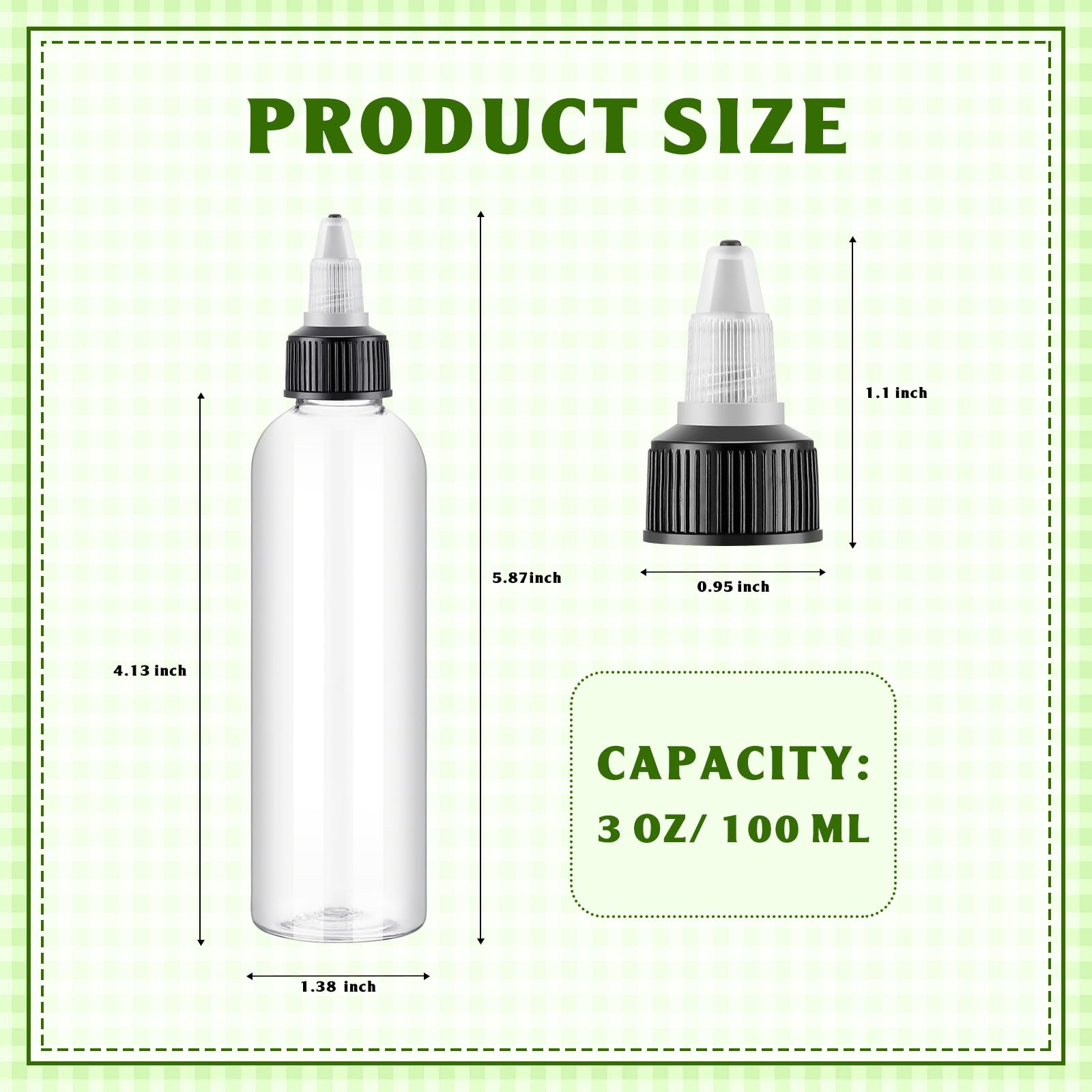 Tanlade 100 Pack 3.4 Oz Condiment Squeeze Bottles For Liquids Empty Applicator Bottle Plastic Round Pet Twist Top Condiment Sque