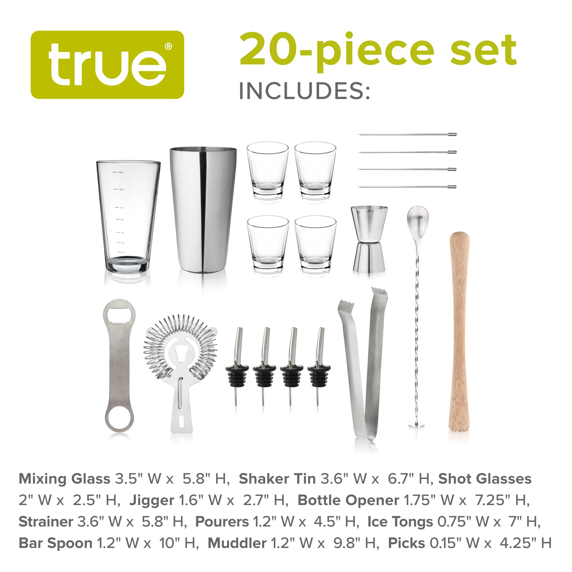 20 Piece Barware Set By True