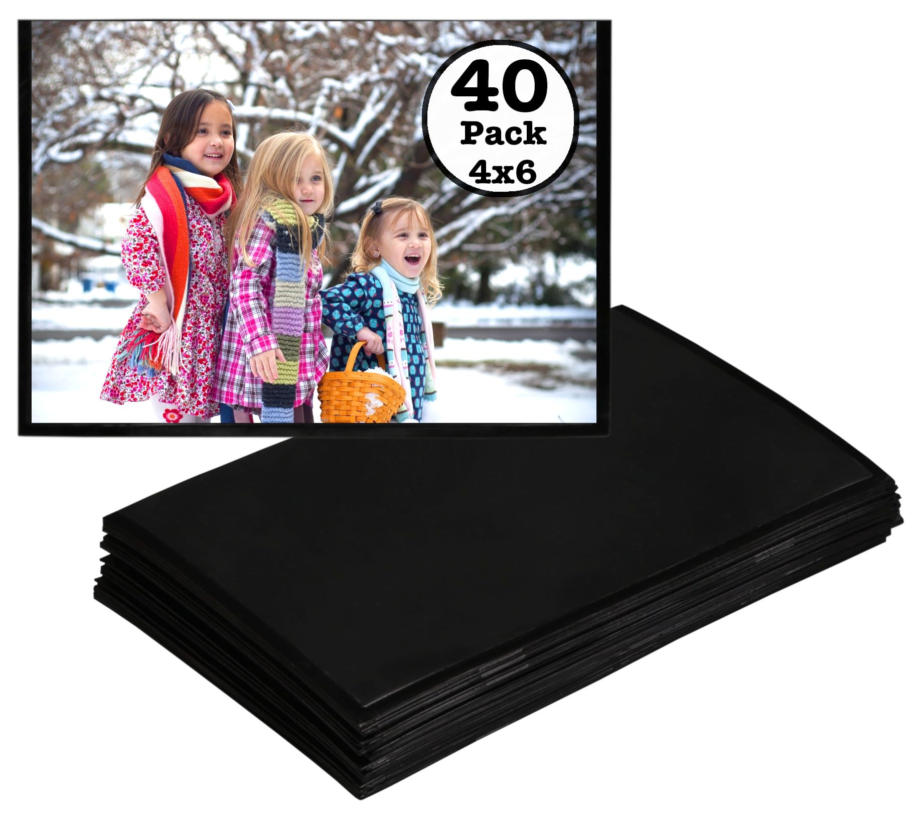 Iconikal 40-Pack Magnetic Picture Frame Photo Sleeves for 4x6 Pictures Easy Slide-in Display Pockets for Refrigerator & Metal Su