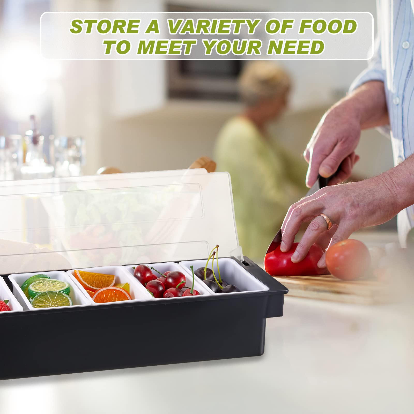 Tessco Garnish Tray With Lid Bar Caddy Ice Cooled Condiment Serving Container With Stainless Steel Ice Scoop 3 Metal Mini Servin