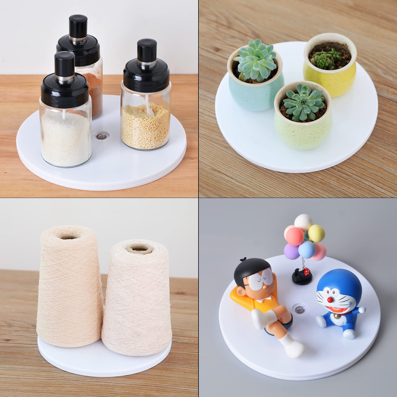 9 inch Lazy Susan Turntable White Acrylic Ball Bearing Rotating Tray for Spice Rack Table Cake Kitchen Pantry Decorating Bathrooms TV Laptop Computer Monitor  50-lb Load Capacity (360