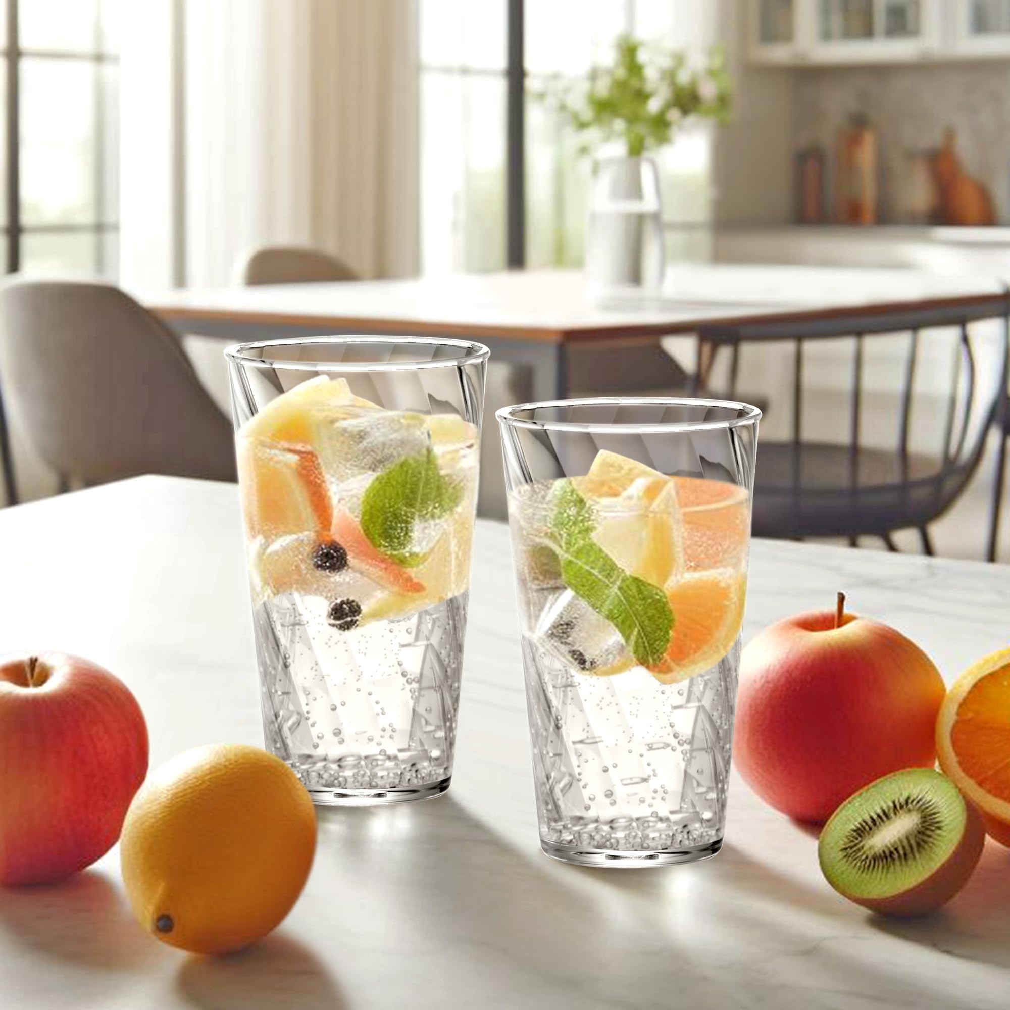 Amazing Abby 18-Ounce Plastic Tumblers Set of 8, All-Clear, BPA-Free, Shatter-Proof, Dishwasher-Safe, Model AA-0065