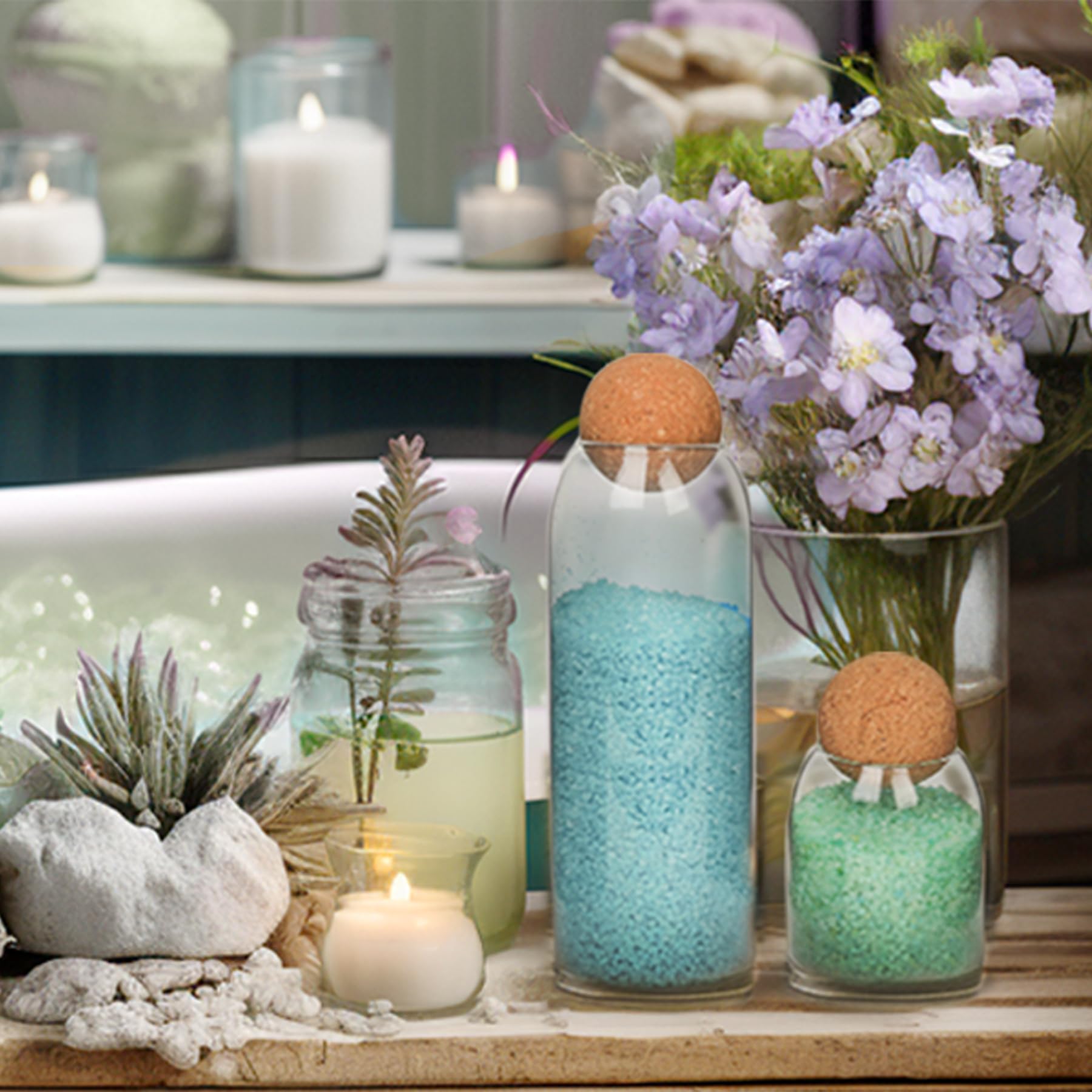 Comsaf 16Oz Glass Storage Container With Ball Cork, Small Glass Jar With Cork Lids, 3 Pack Candy Jar, Decorative Jar, Cute Jar F